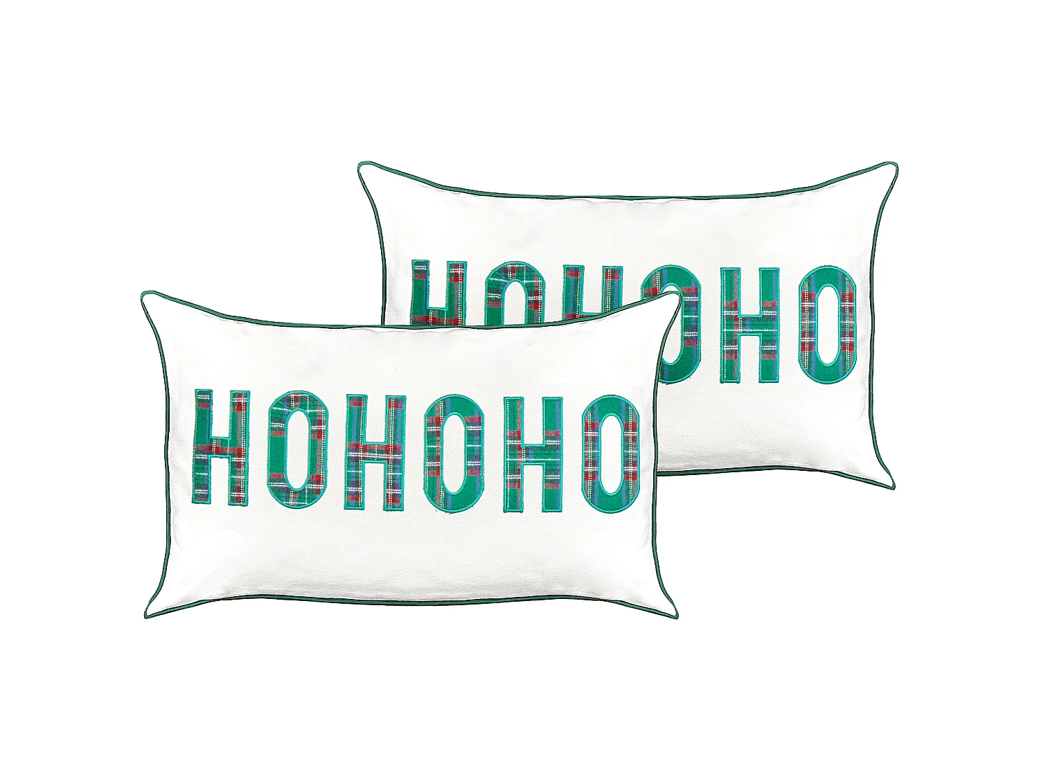 Lot de 2 coussins décoratifs JOYCANDY Coton 30 x 50 cm Blanc Motif de Noël