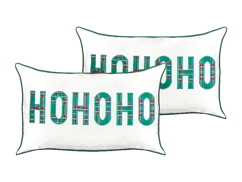 Set van 2 decoratieve kussens JOYCANDY Katoen 30 x 50 cm Wit Kerst patroon