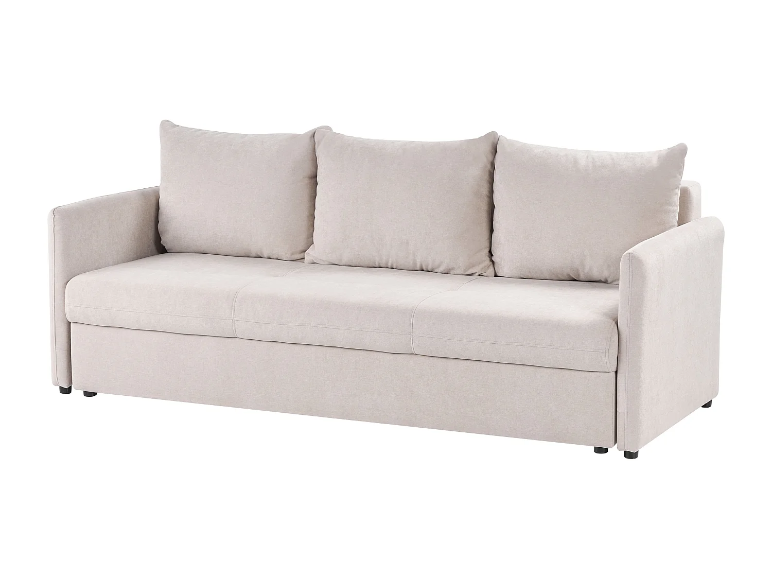 Slaapbank HOLSEN Stof Beige met opbergruimte 3-zitter