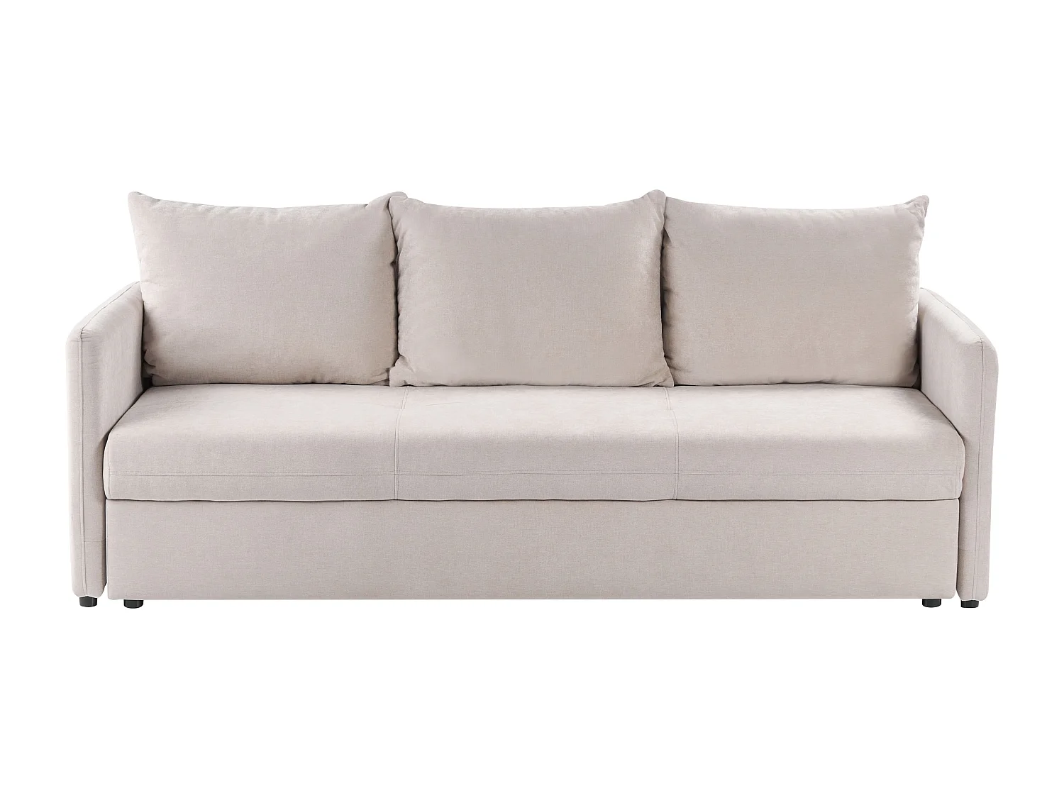 Canapé-lit 3 places HOLSEN Tissu Beige avec rangement