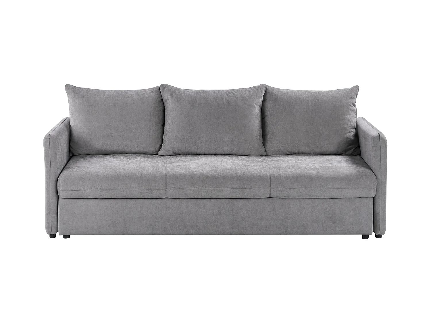 Schlafsofa Stoff grau mit Kissen 3-Sitzer Polstersofa Holsen