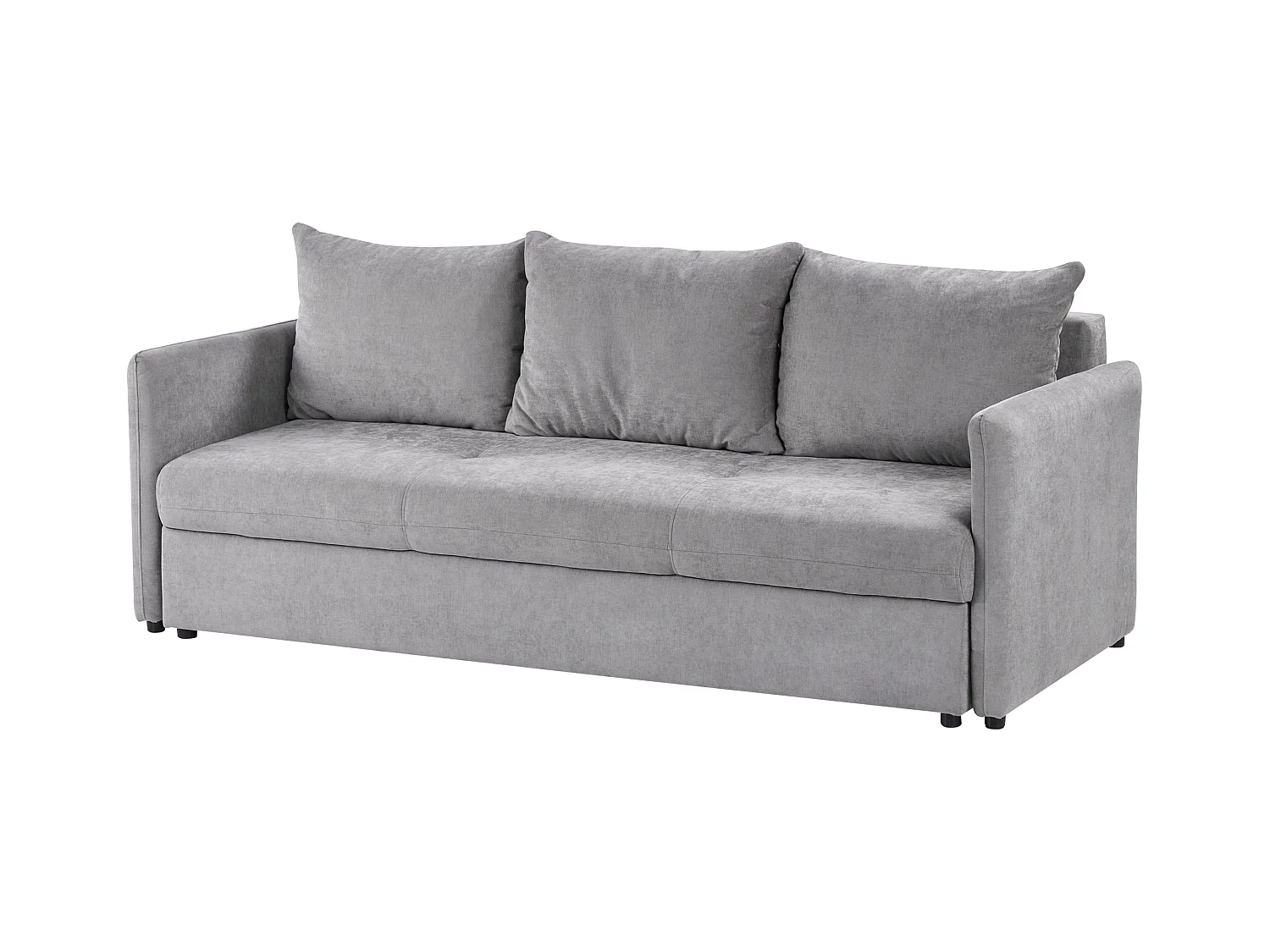 Schlafsofa Stoff grau mit Kissen 3-Sitzer Polstersofa Holsen