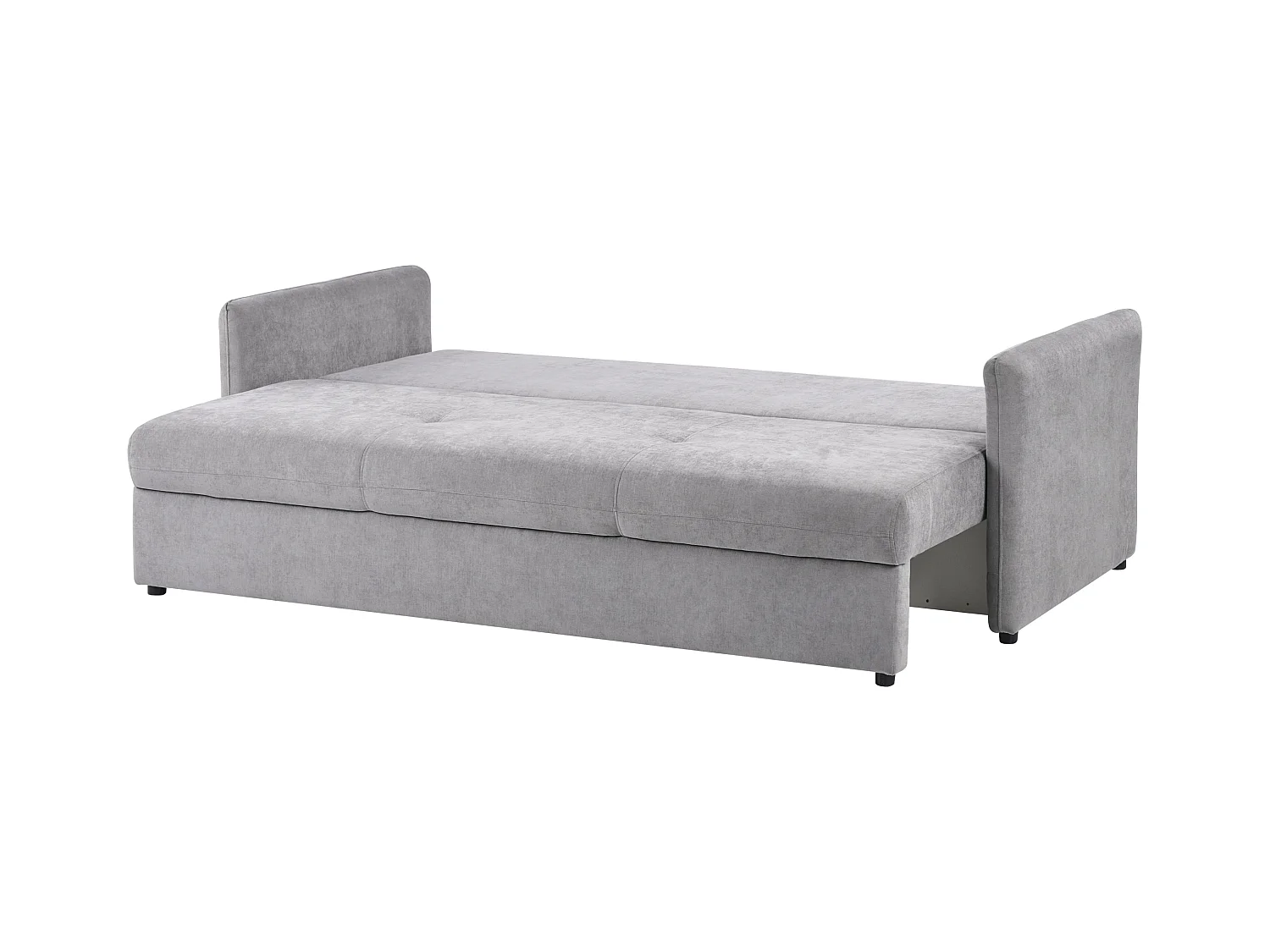 Schlafsofa Stoff grau mit Kissen 3-Sitzer Polstersofa Holsen