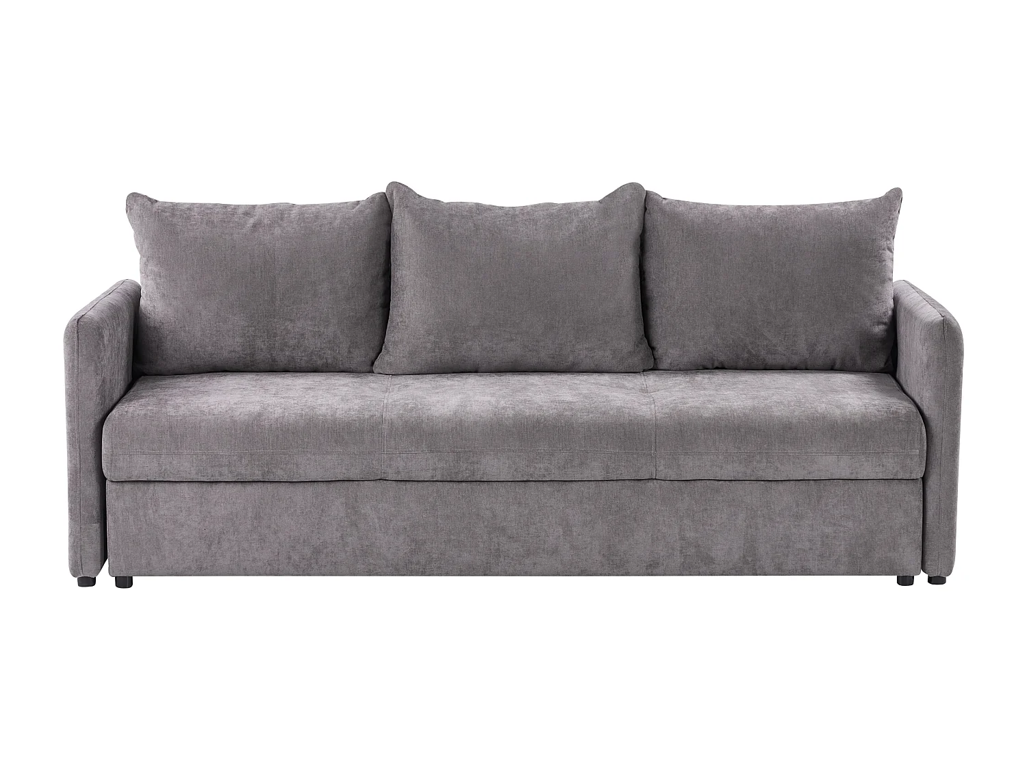 Schlafsofa Stoff braun taupe mit Kissen 3-Sitzer Polstersofa Holsen