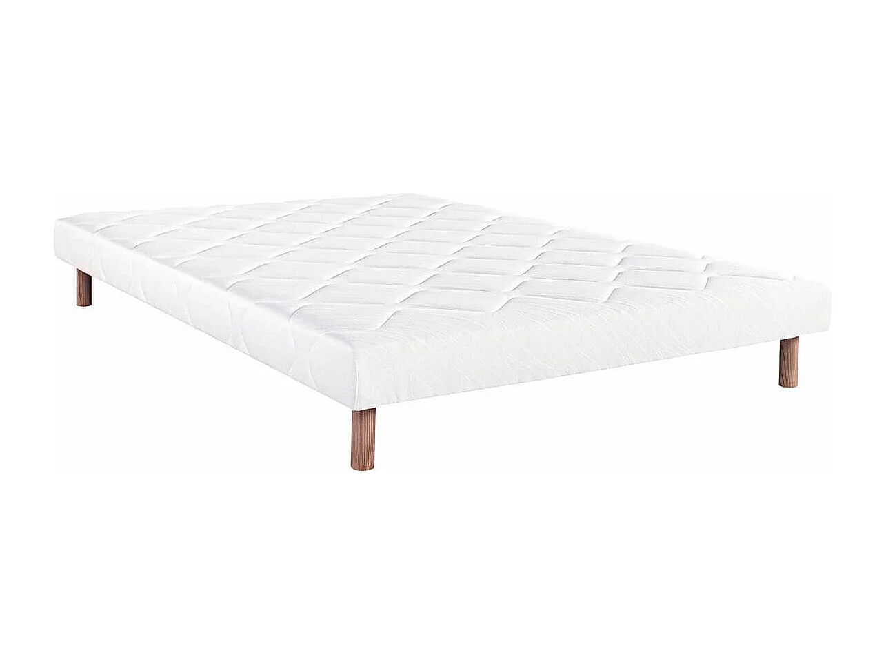PRESTON - Sommier Tapissier 160x200 Blanc Pieds Bois massif