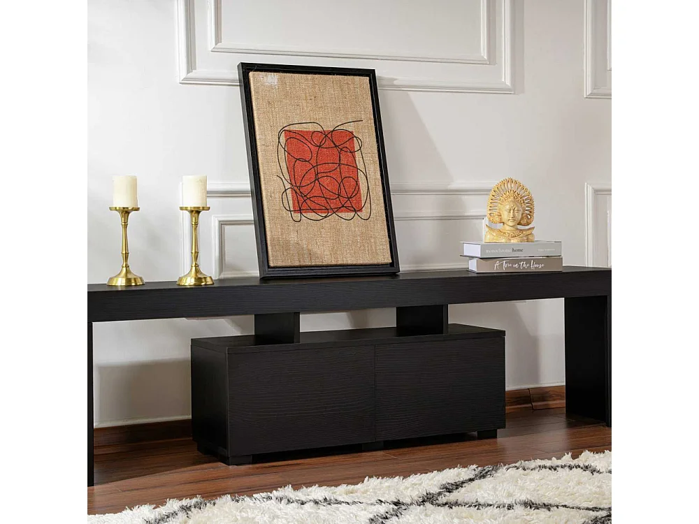 Meuble tv moderne 2 portes L180cm Diapazon Bois wengé