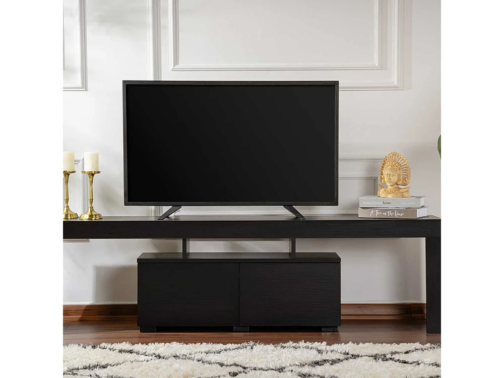 Meuble tv moderne 2 portes L180cm Diapazon Bois wengé