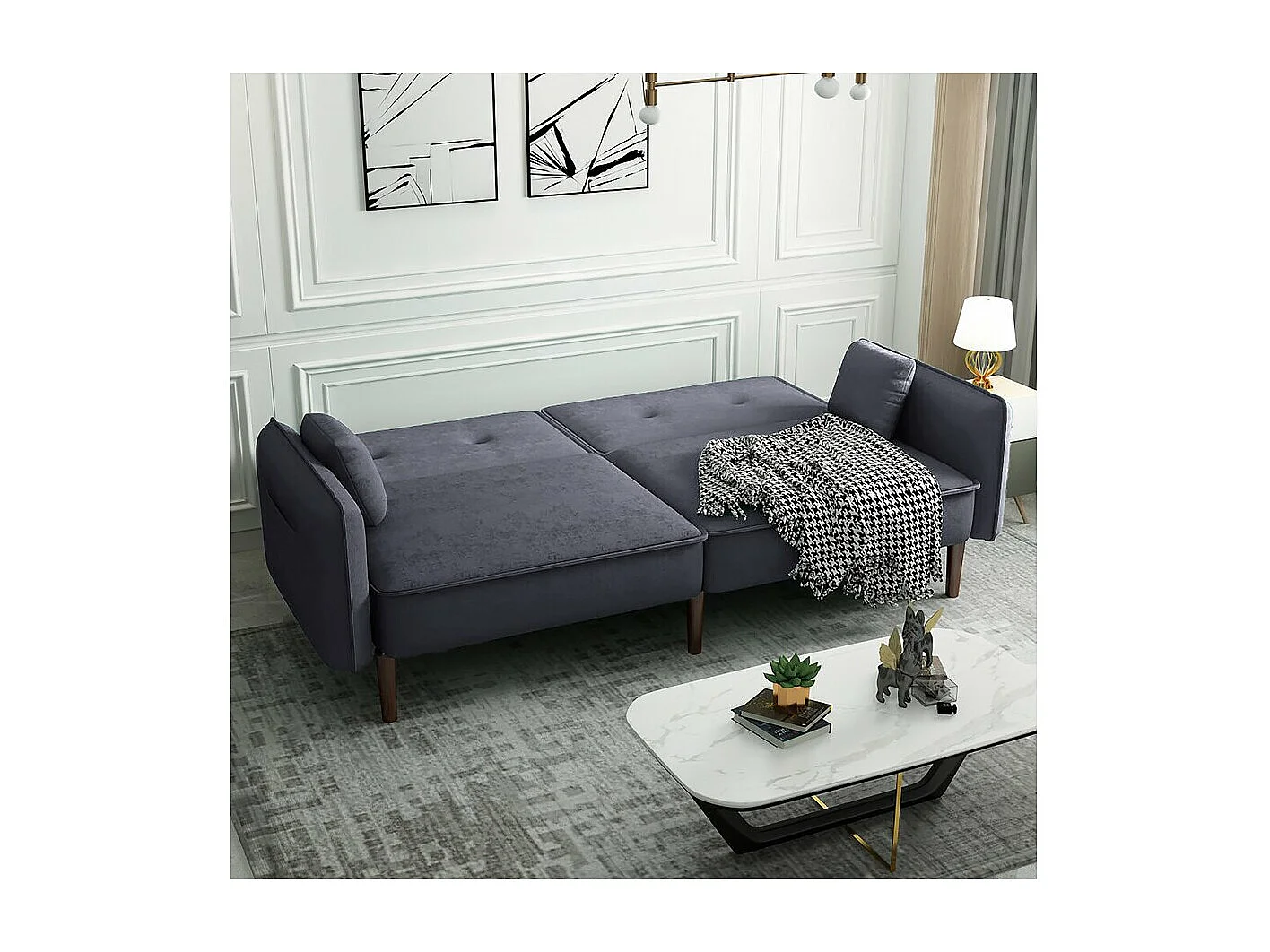 Canapé droit clic clac convertible " Caspian" - Gris