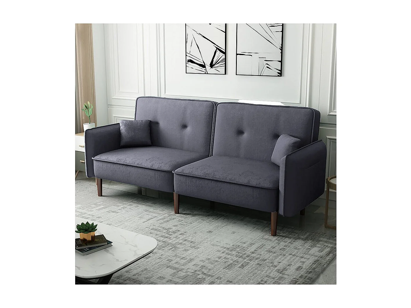 Canapé droit clic clac convertible " Caspian" - Gris