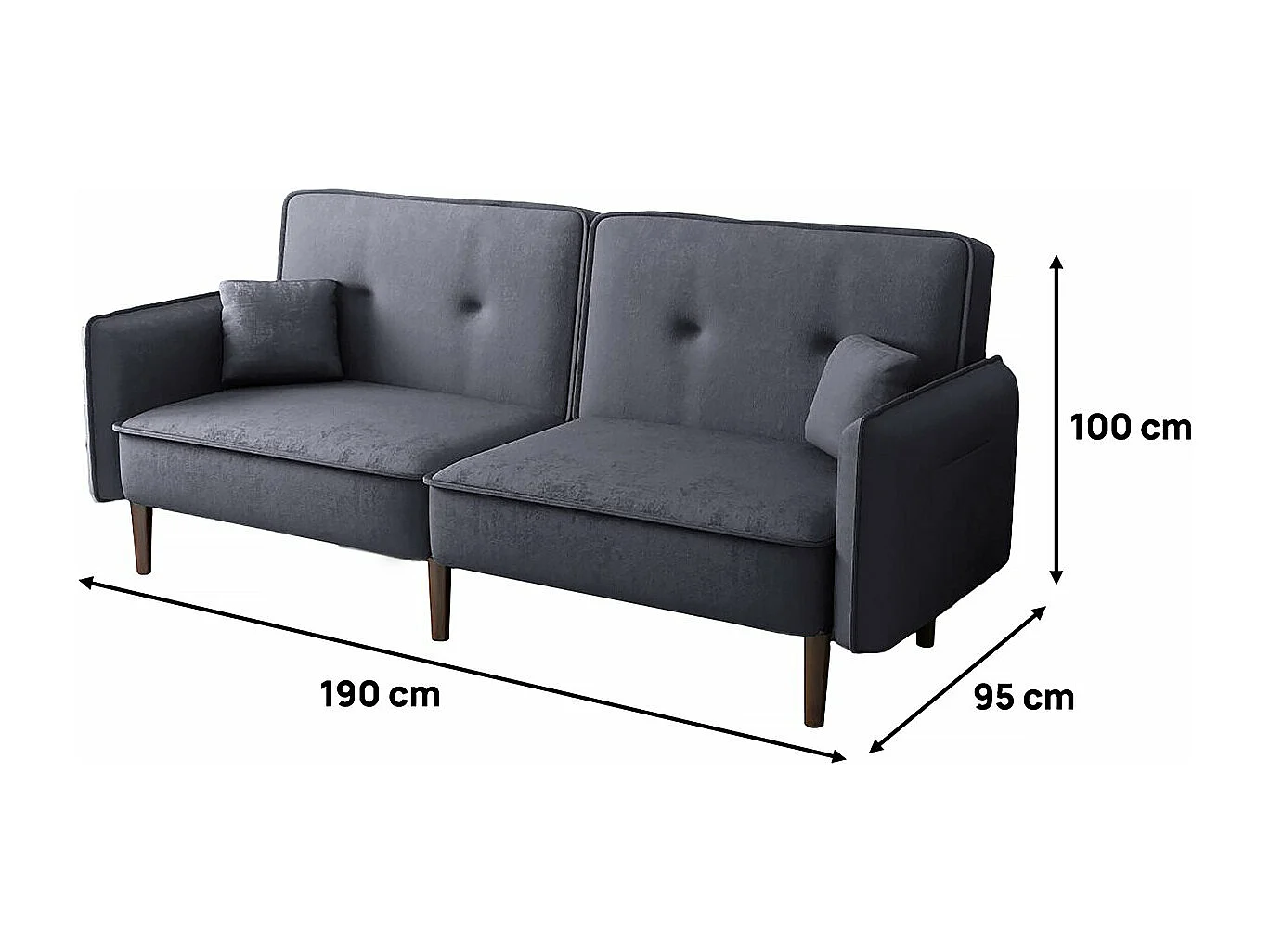 Canapé droit clic clac convertible " Caspian" - Gris