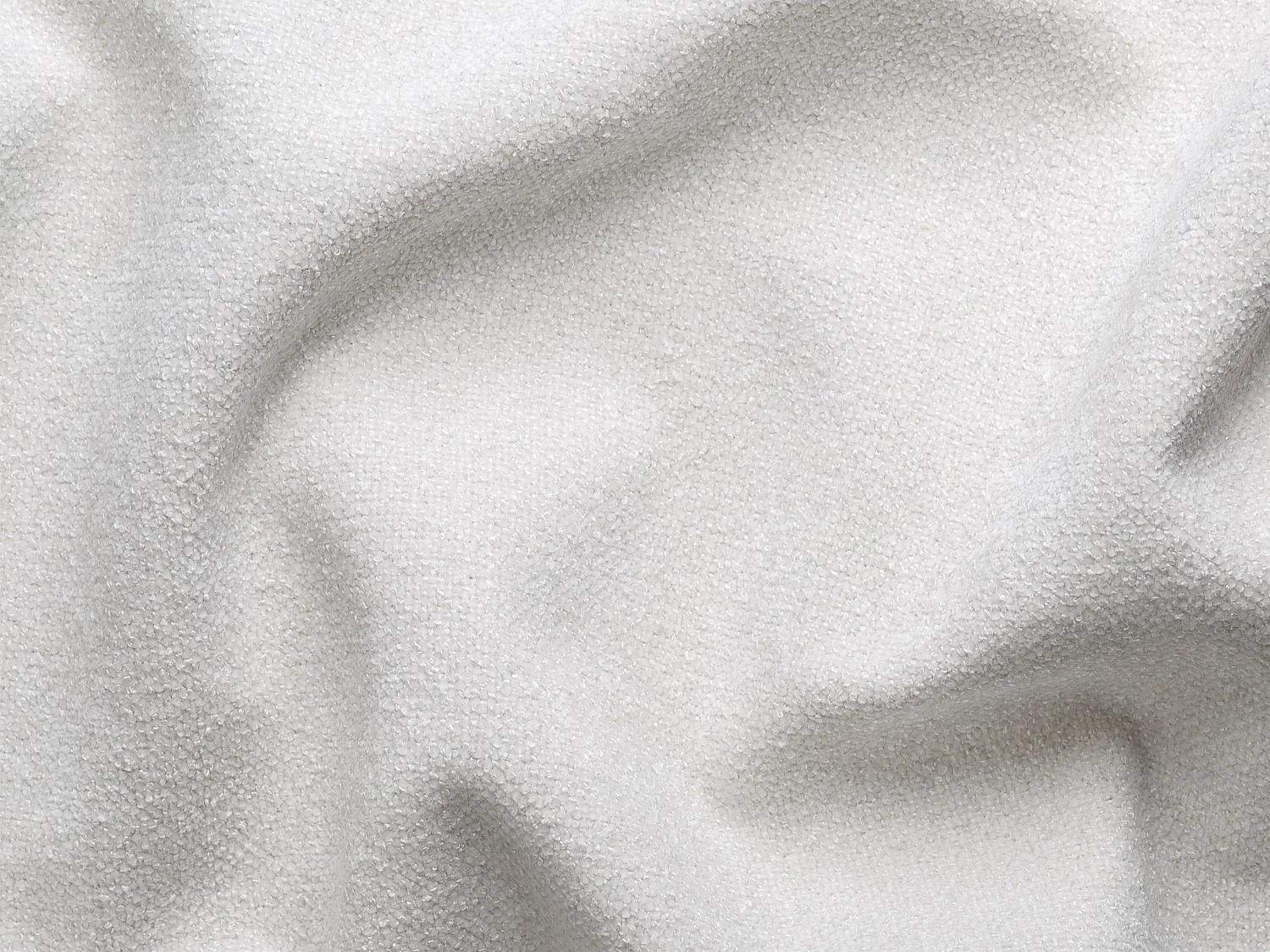 Canapé d'angle droit en tissu bouclette blanc ivoire BLIMORO