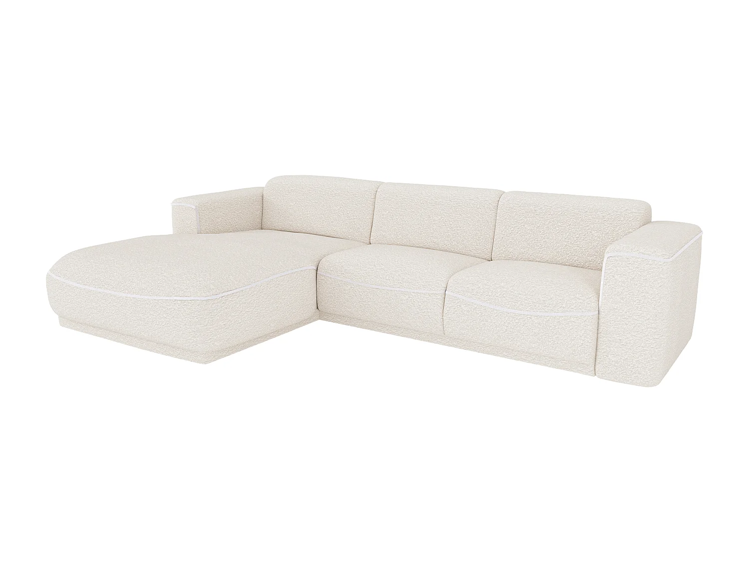 Venstre hjørnesofa i elfenben hvid bouclé stof BLIMORO