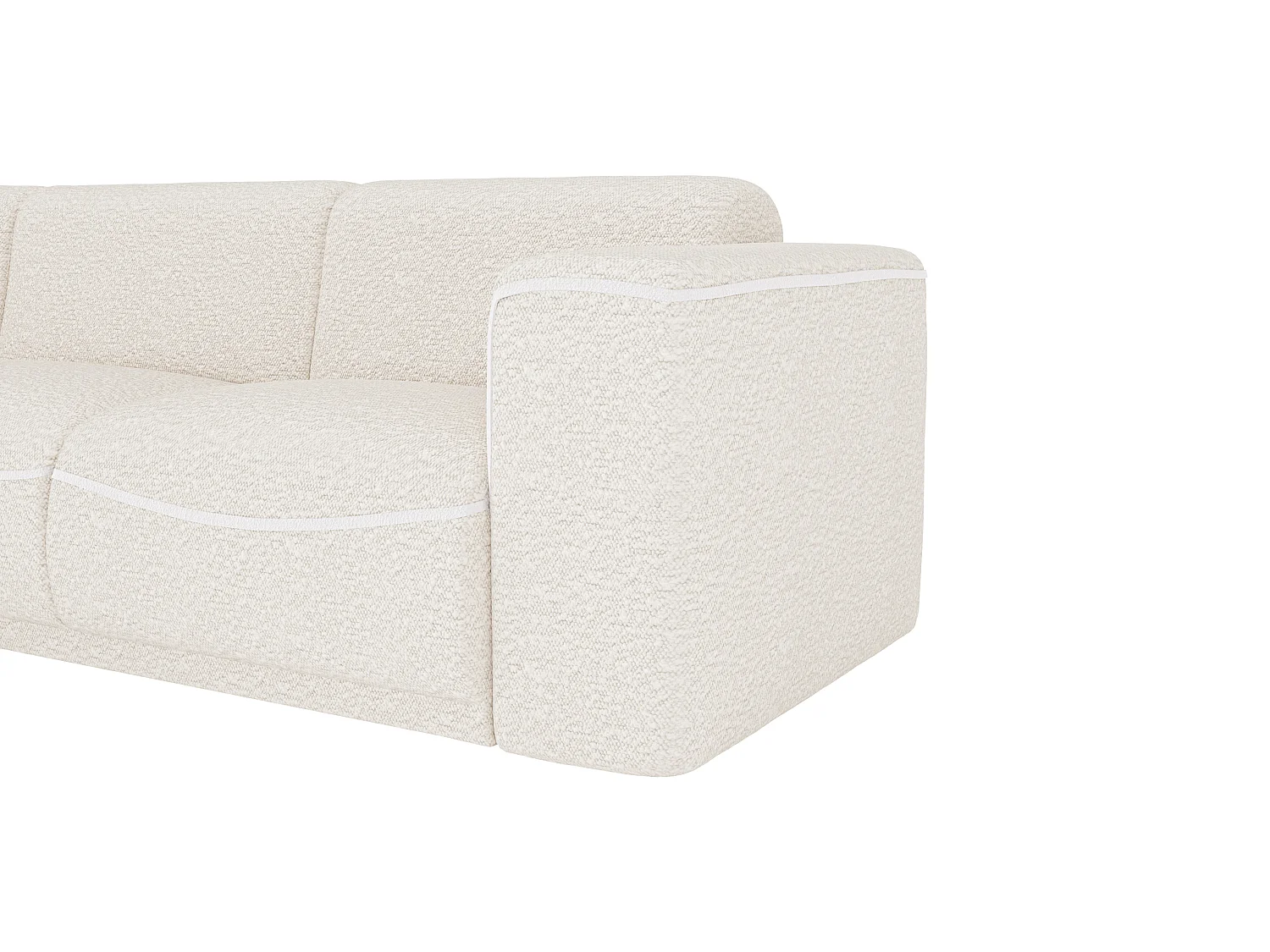 Venstre hjørnesofa i elfenben hvid bouclé stof BLIMORO