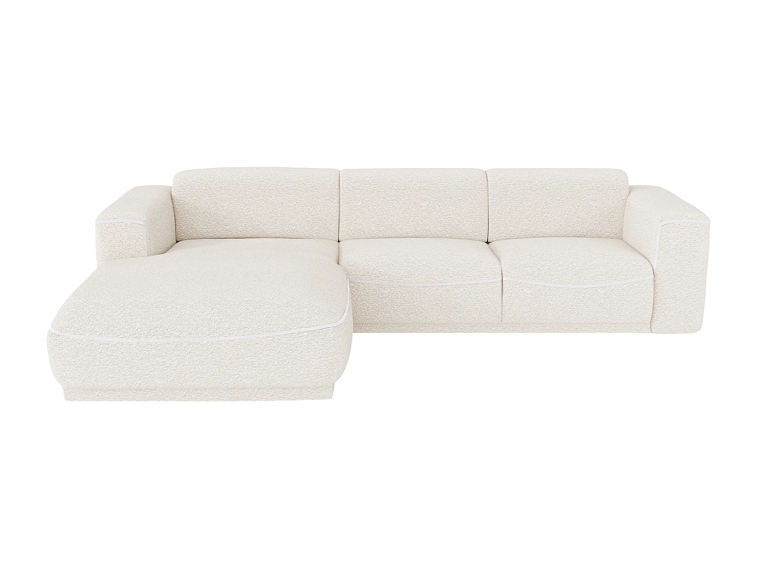 Divano angolo a sinistra in Tessuto bouclette Bianco avorio BLIMORO
