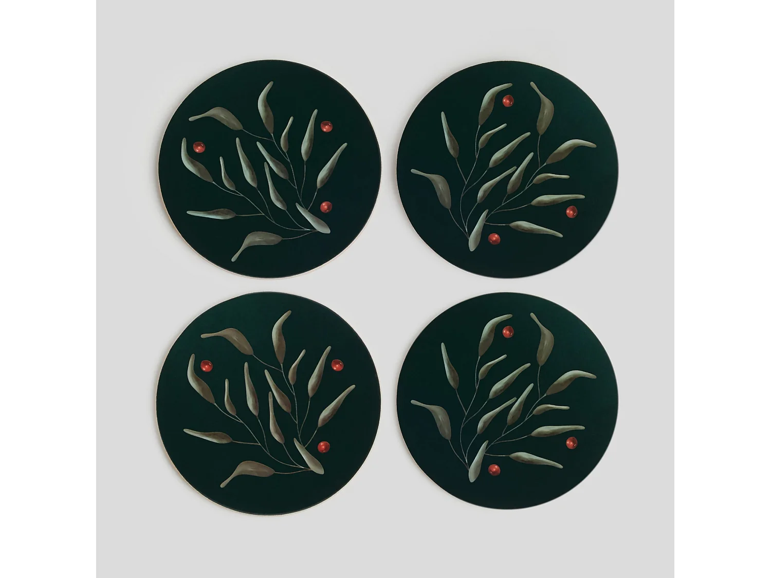 Untersetzer-Set Lifello Dunkelgrün 10 cm