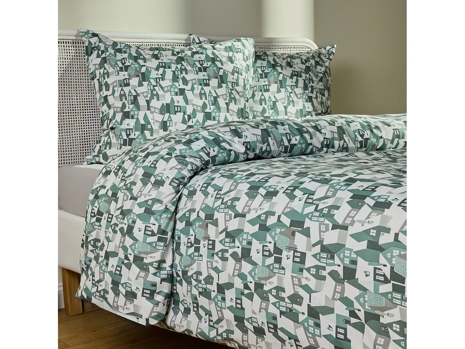 Mikrofaser-Bettwäsche Tromso hellgrün 160 x 200