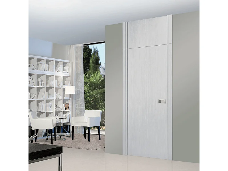 Bloc-porte Miro avec poignée Exclusive grise, H.204 x l.63 cm, aspect chêne blanc