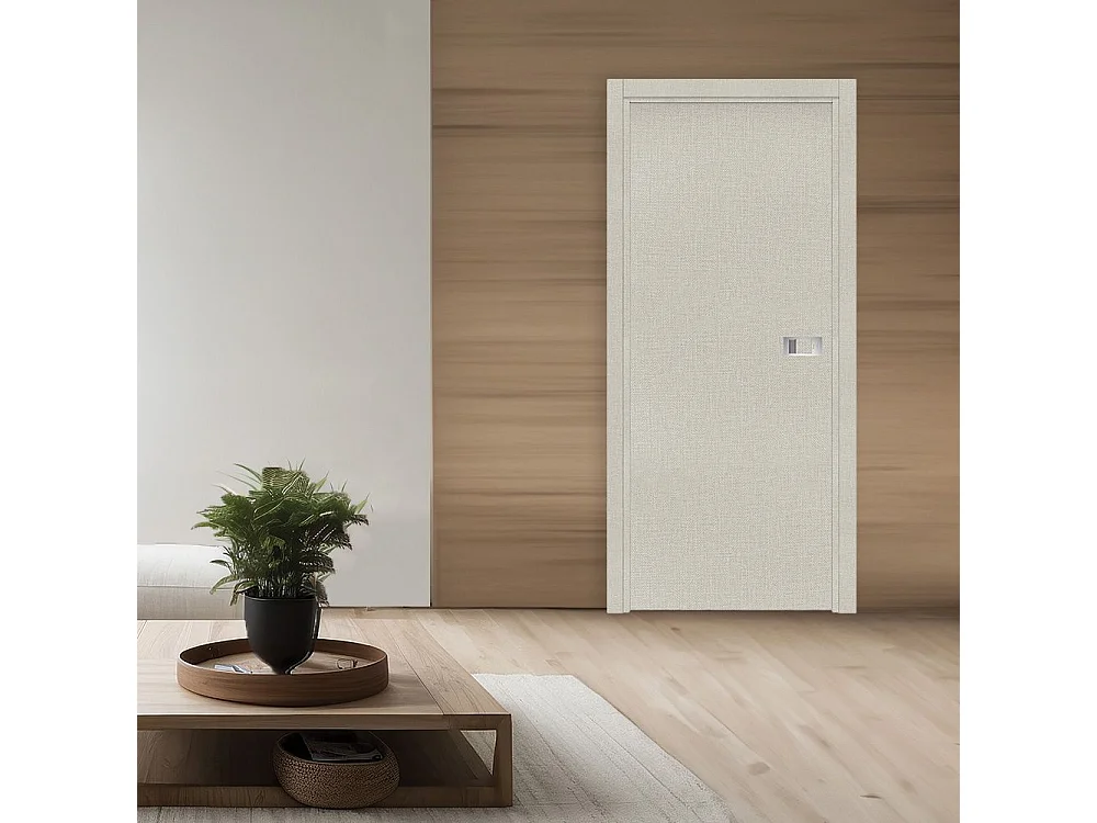 Bloc-porte Miro avec poignée Exclusive grise, H.204 x l.83 cm, aspect textile opale