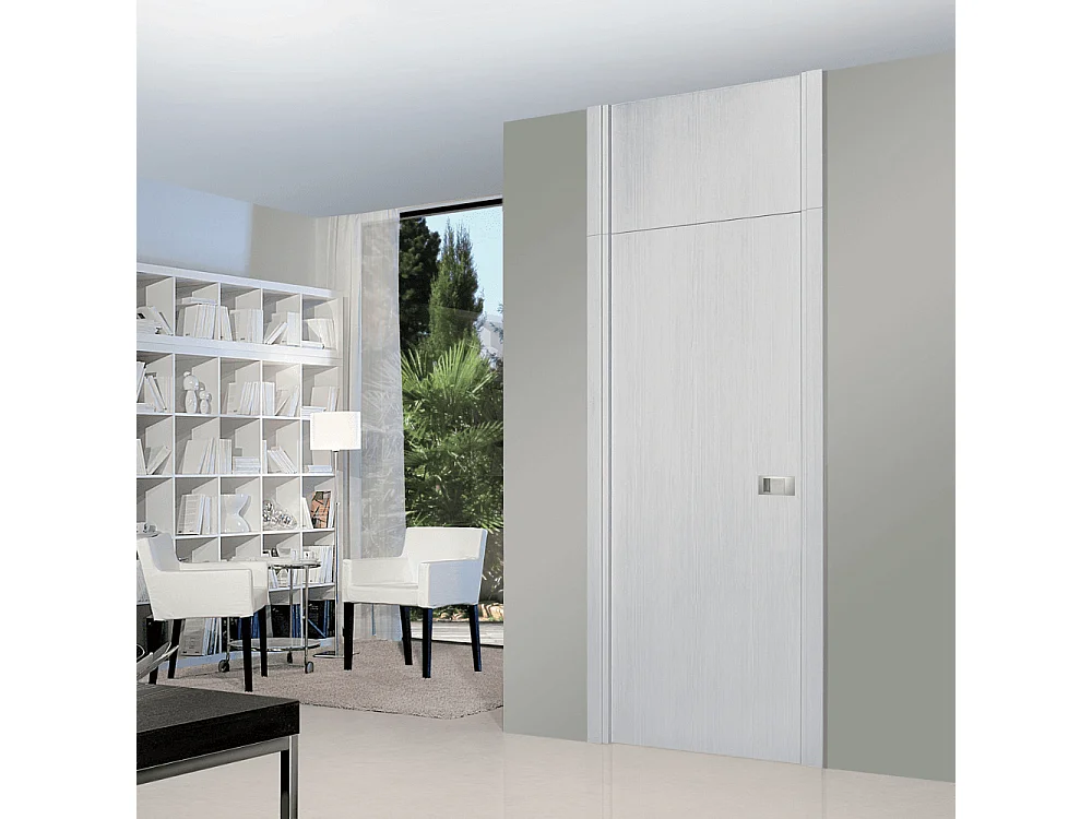 Bloc-porte Miro avec poignée Exclusive grise, H.204 x l.83 cm, aspect chêne blanc