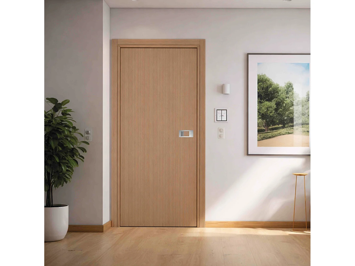 Bloc-porte Miro avec poignée Exclusive grise, H.204 x l.63 cm, aspect chêne gris