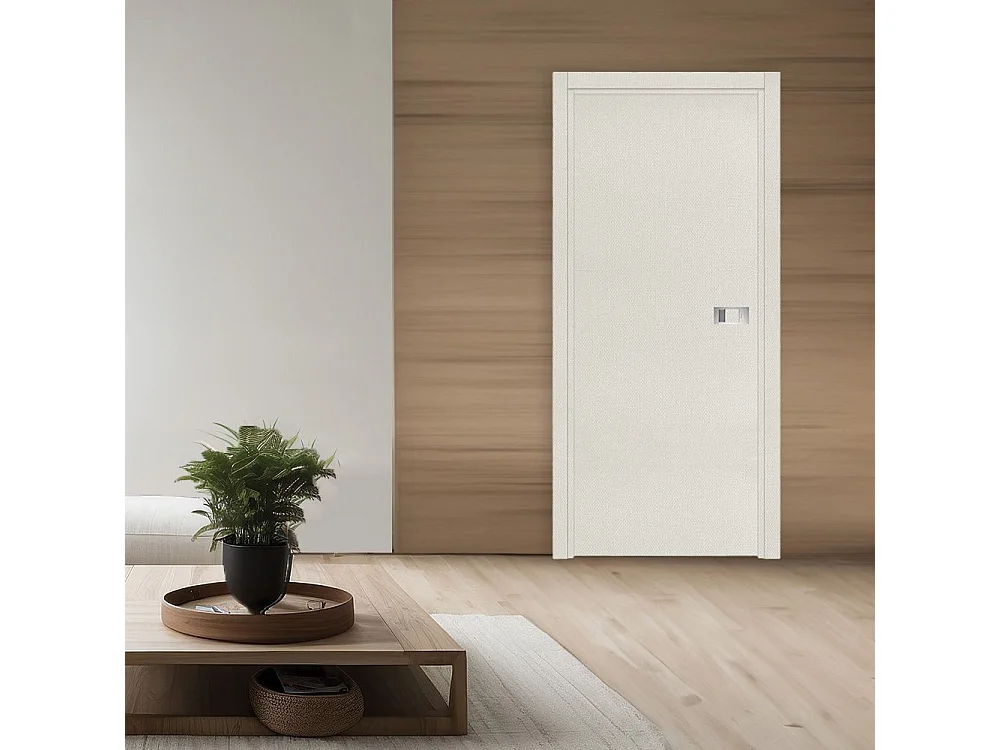 Bloc-porte Miro avec poignée Exclusive grise, H.204 x l.93 cm, aspect textile perle