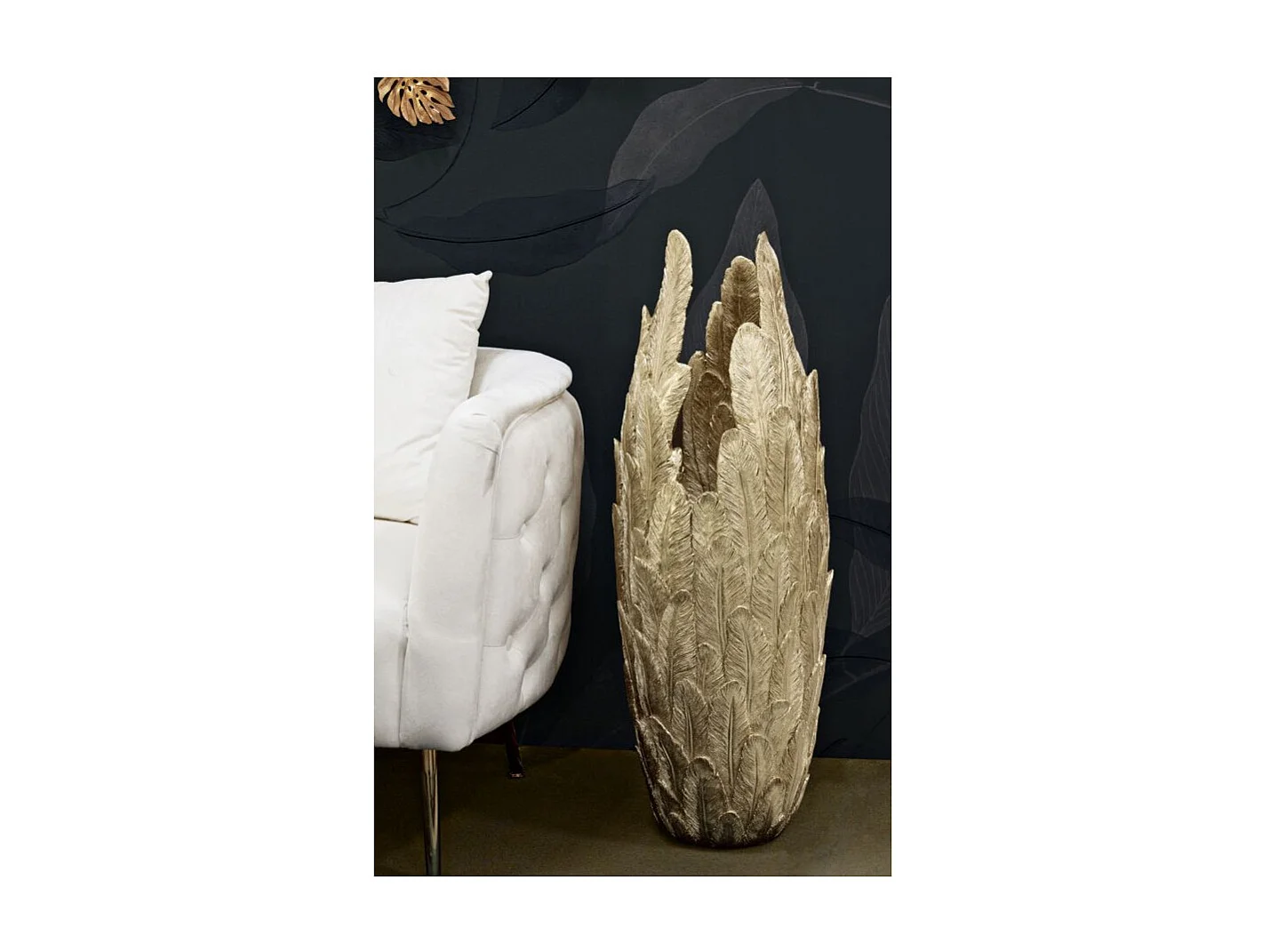 Vase Design Plumes "Feathers" 91cm Or