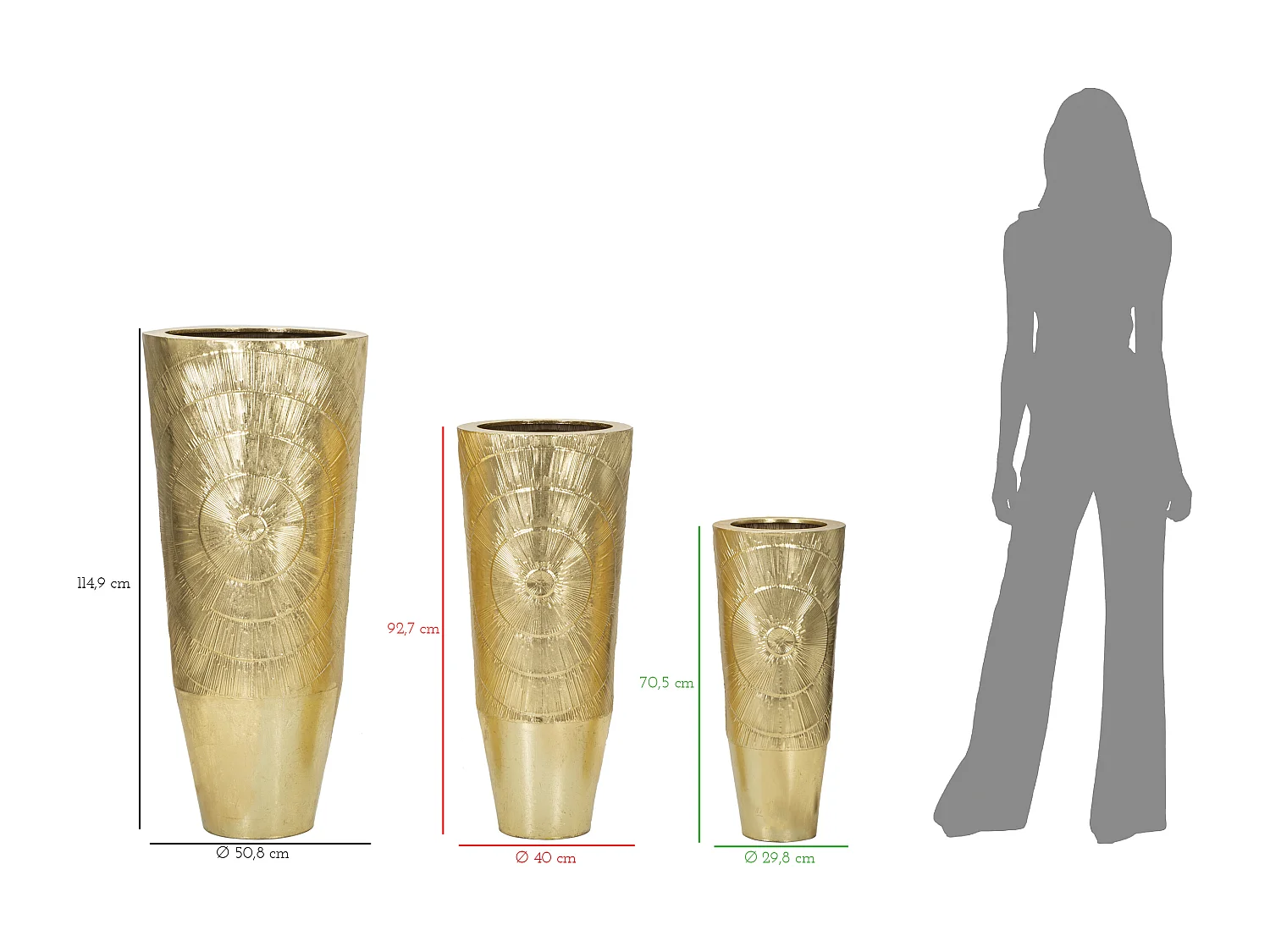 Portavasi Goldely Tris Cm Ø50,8X114,9-40X92,7-29,8X70,5