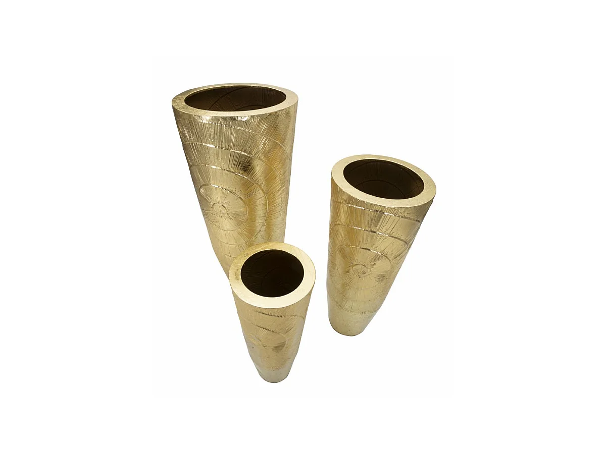 Lot de 3 Vases en Métal "Goldely" 114cm Or