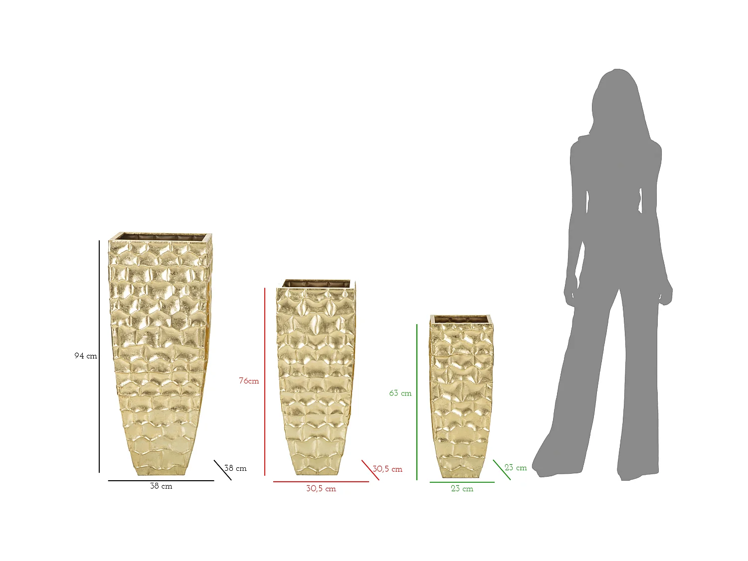 GLODY TRIS POTHOUDER CM 38X38X94-30.5X30.5X76- 23x23x63