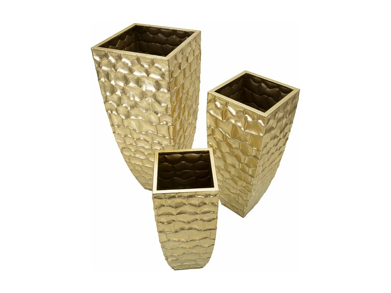 Lot de 3 Vases en Métal "Glody" 94cm Or