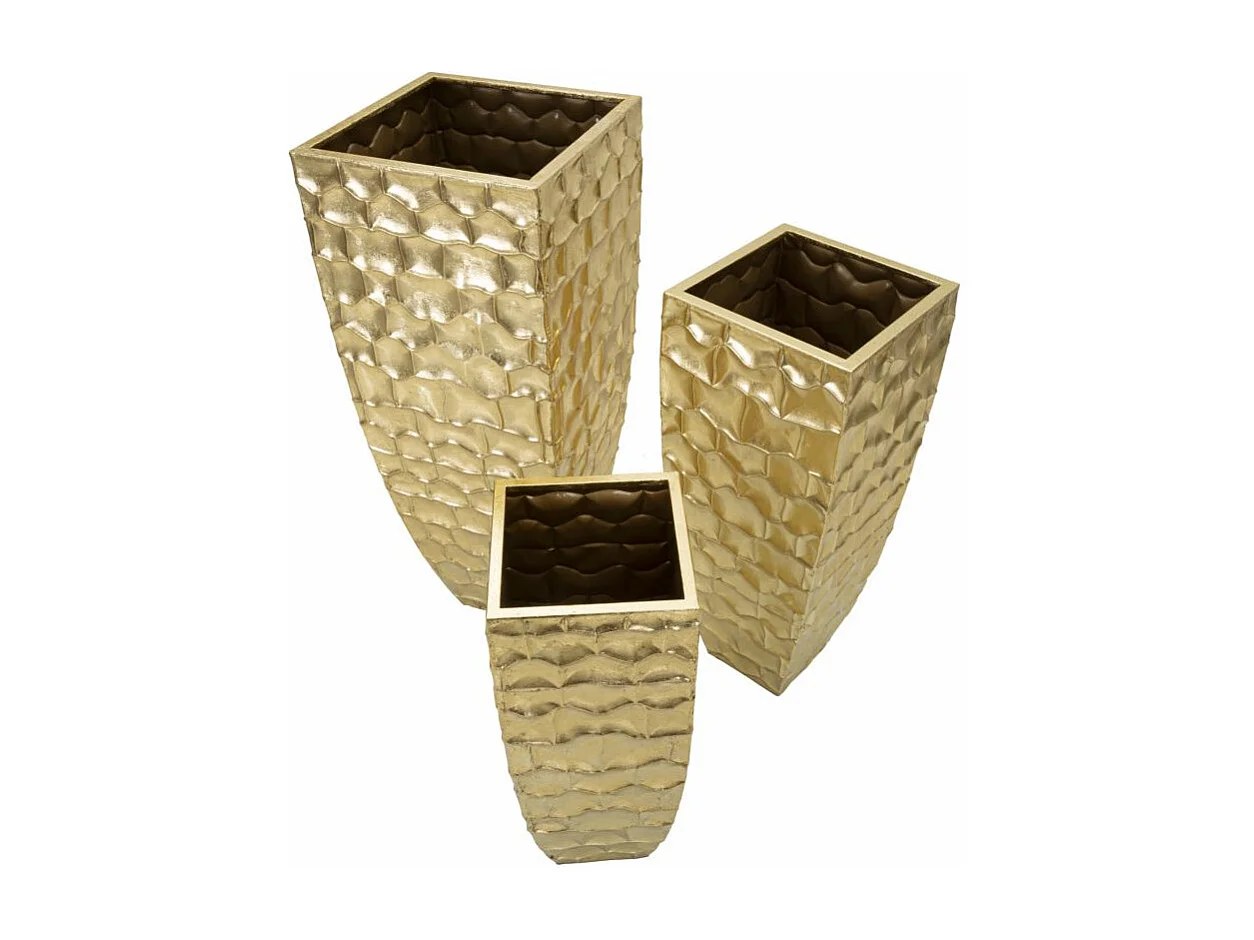 Lot de 3 Vases en Métal "Glody" 94cm Or