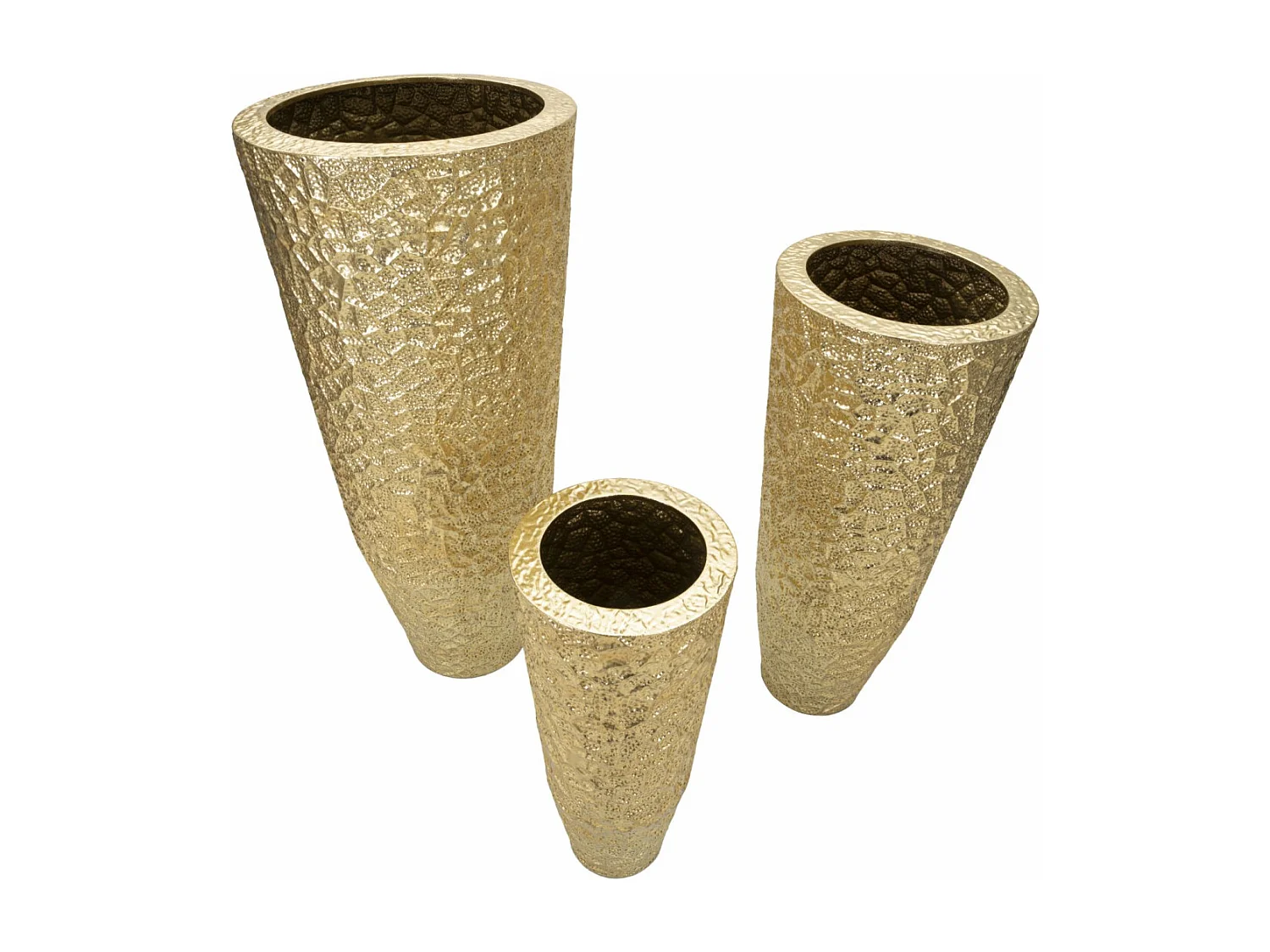Lot de 3 Vases en Métal "Glasy" 114cm Or