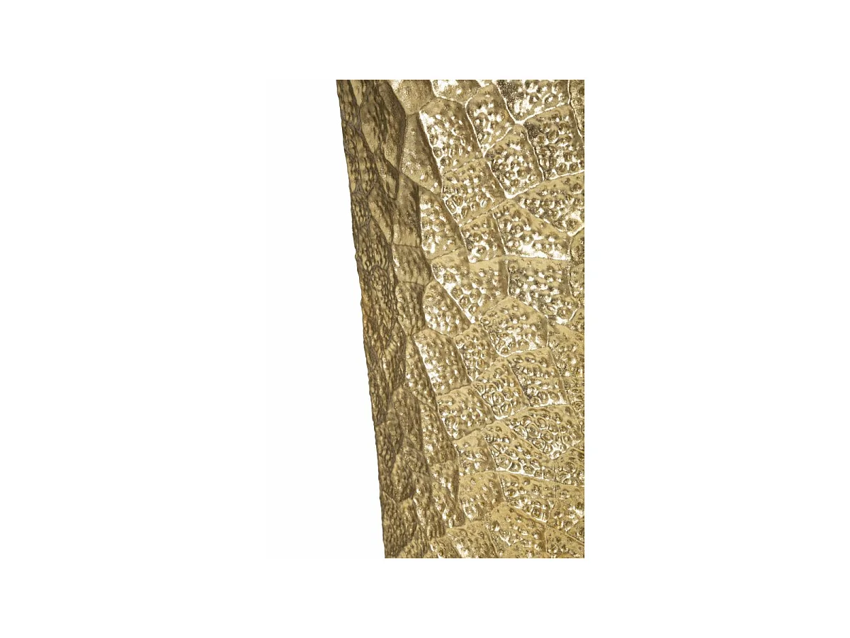 Conjunto de 3 vasos redondos esmaltados em metal dourado - Trio com decorações em relevo irregular em estilo glamoroso