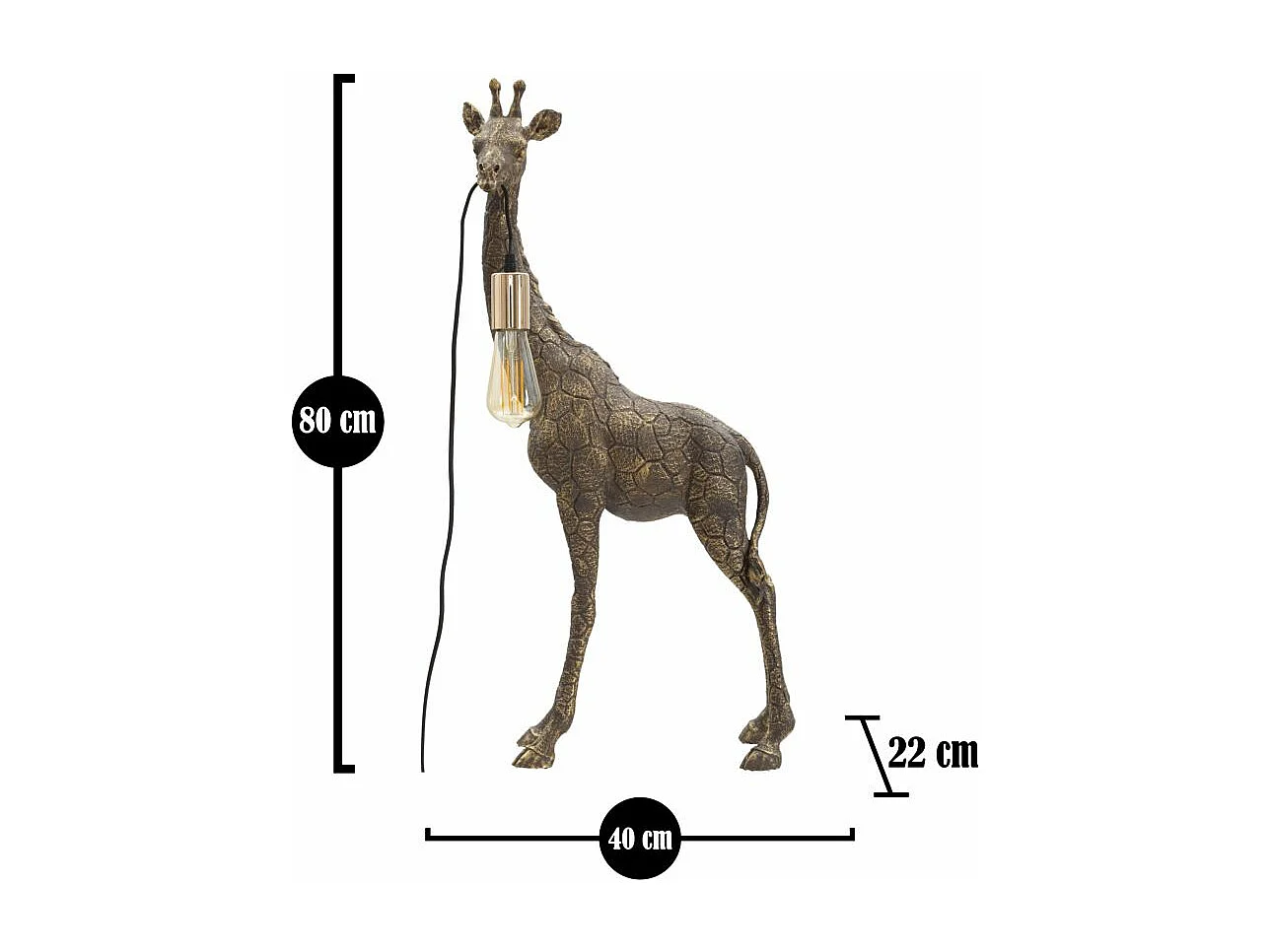 Lampe à Poser en Résine "Girafe" 80cm Or Foncé