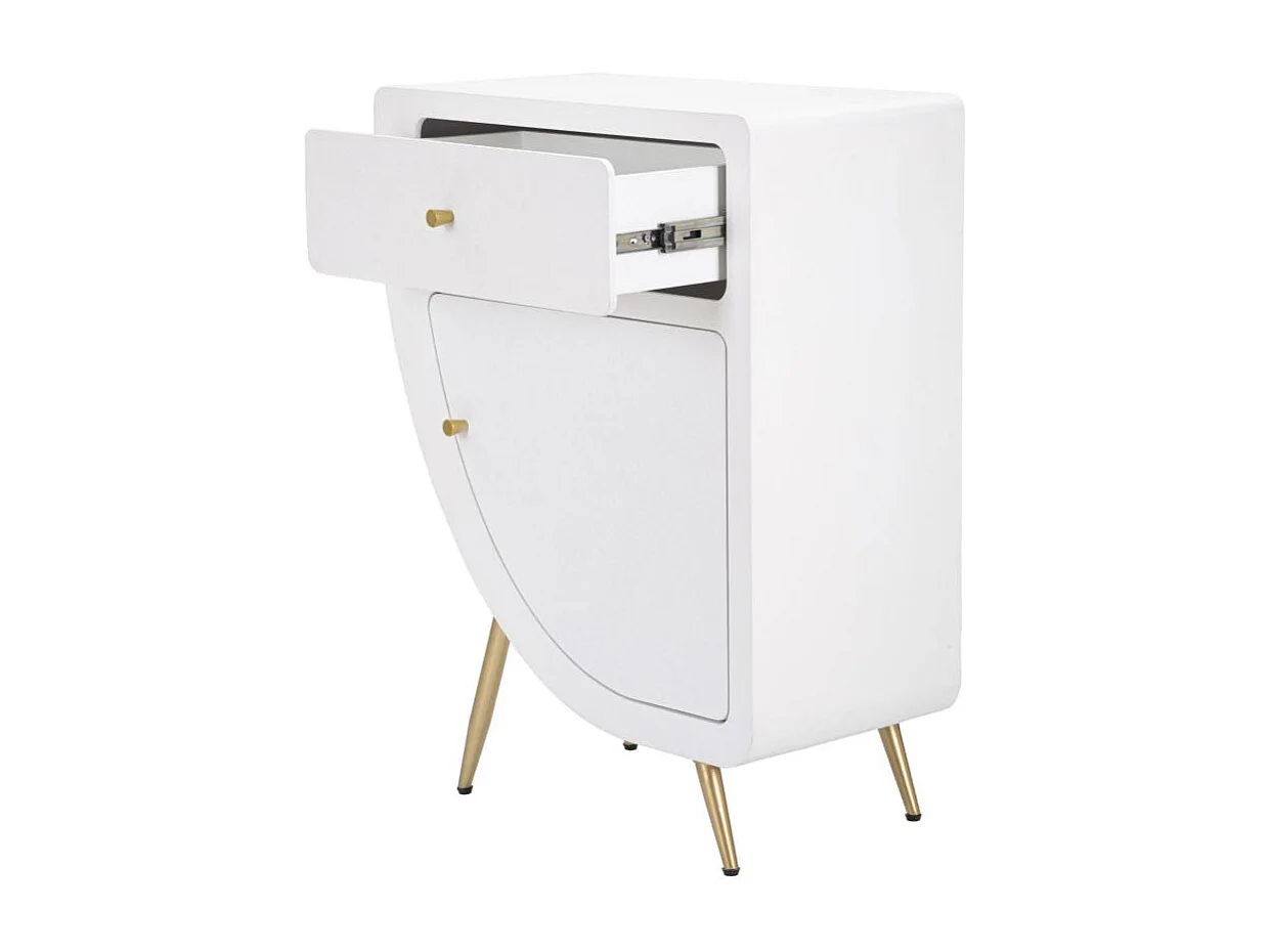 Table de Chevet Design "Venus" 79cm Blanc & Or