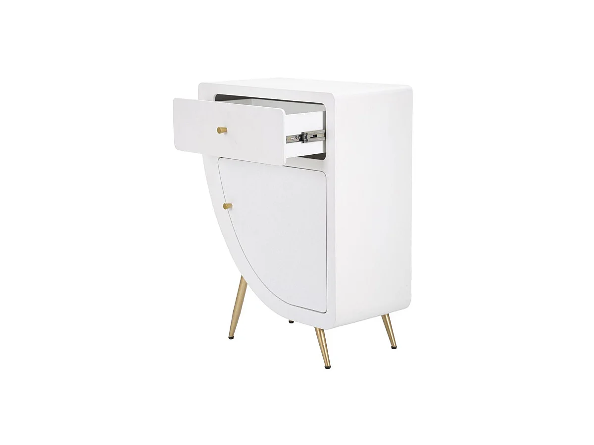 Table de Chevet Design "Venus" 79cm Blanc & Or