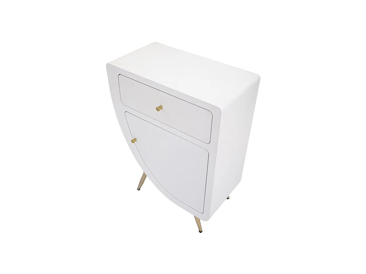 Table de Chevet Design "Venus" 79cm Blanc & Or