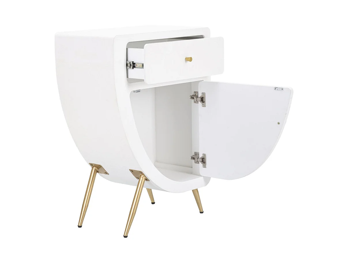 Table de Chevet Design "Venus" 79cm Blanc & Or