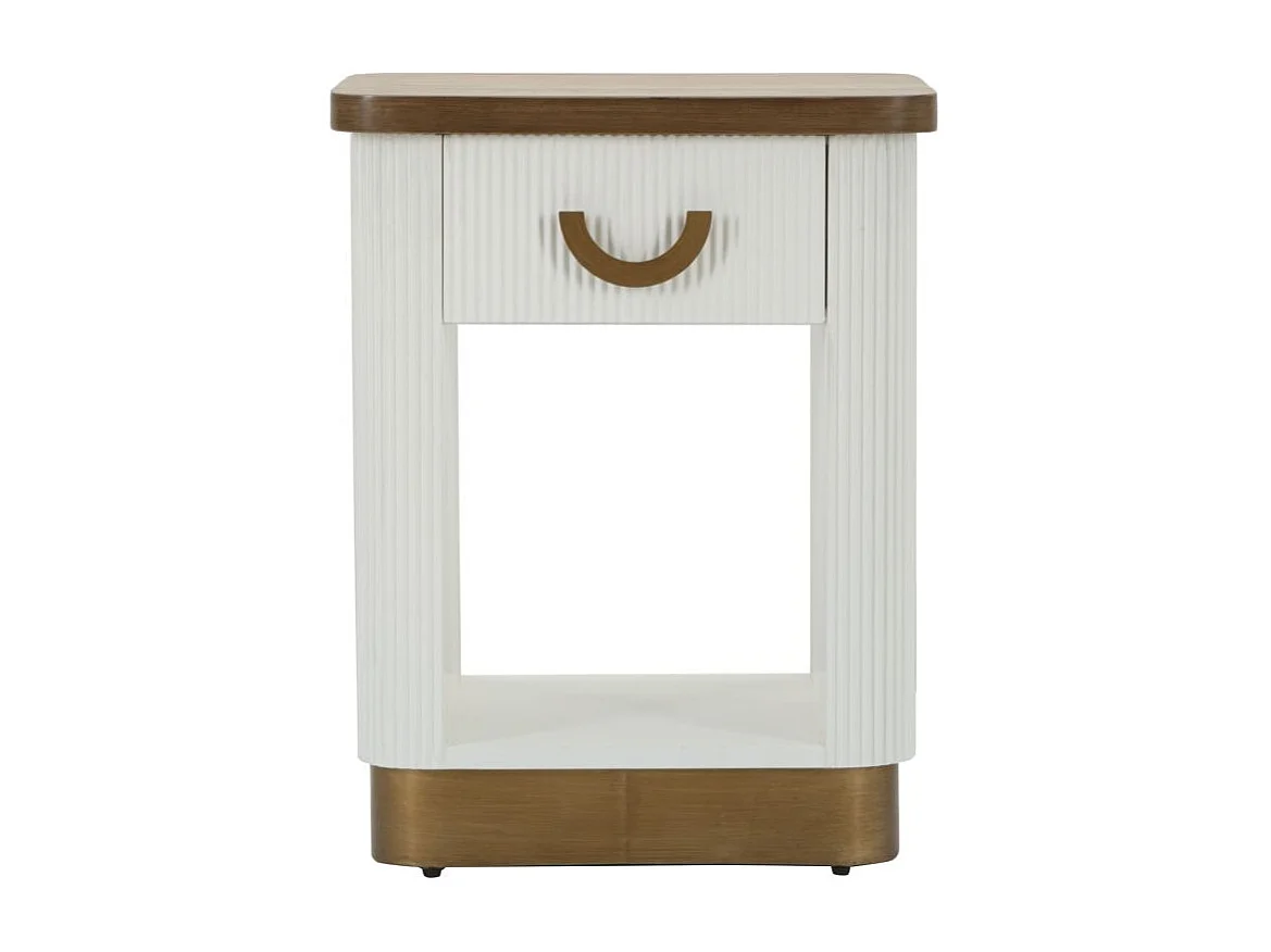 Table de Chevet en Bois "Tolosa" 62cm Blanc & Naturel