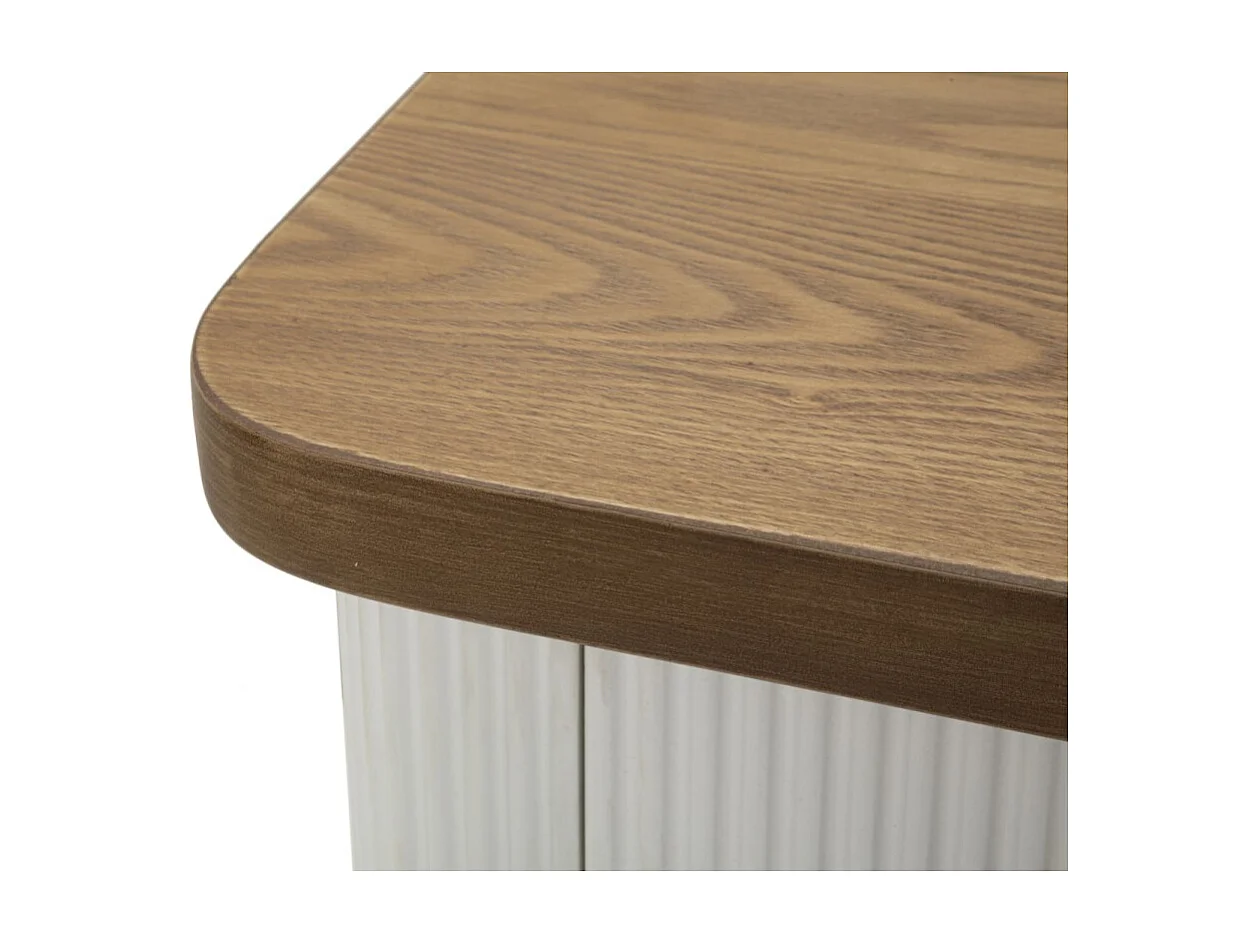Table de Chevet en Bois "Tolosa" 62cm Blanc & Naturel