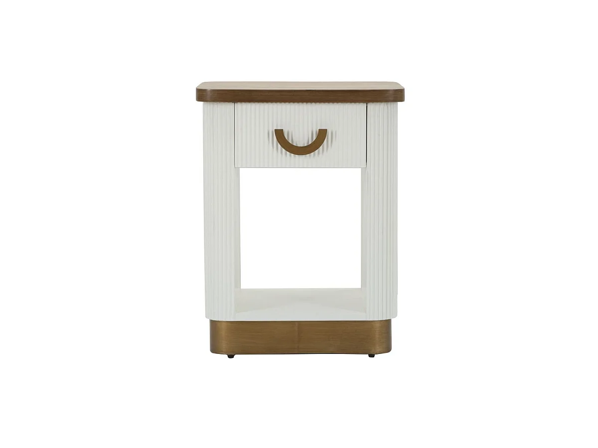Tolosa wit en bruin nachtkastje met lade en plank - essenhout - moderne stijl 1428070000