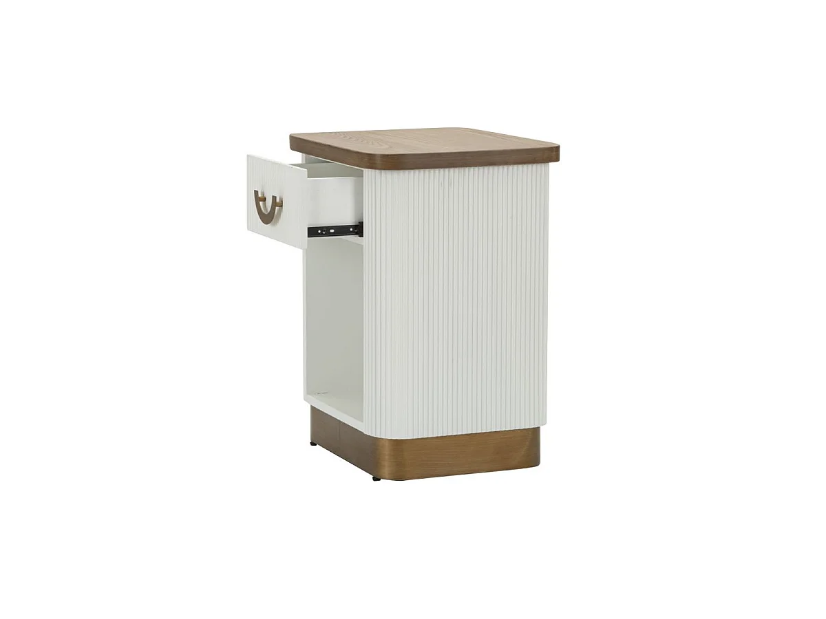 Tolosa wit en bruin nachtkastje met lade en plank - essenhout - moderne stijl 1428070000