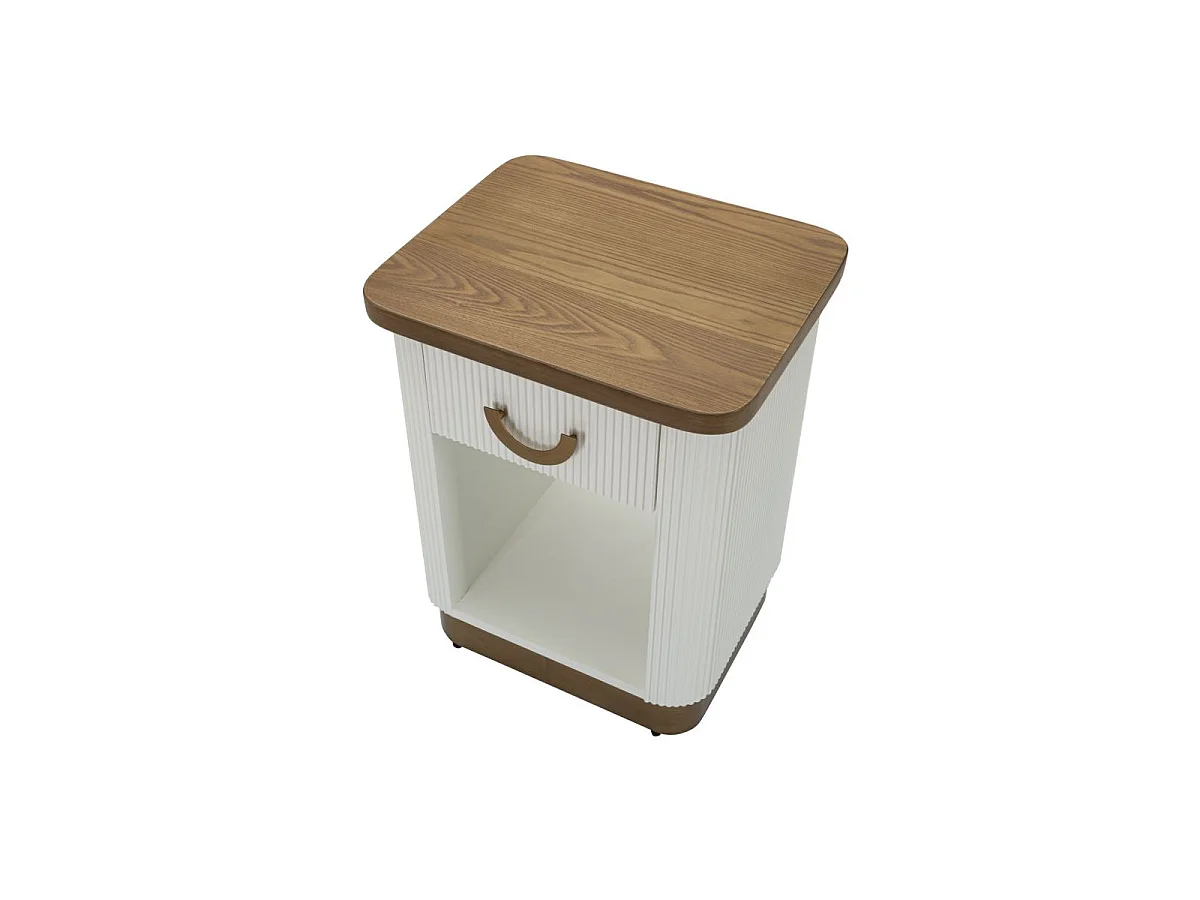Tolosa wit en bruin nachtkastje met lade en plank - essenhout - moderne stijl 1428070000