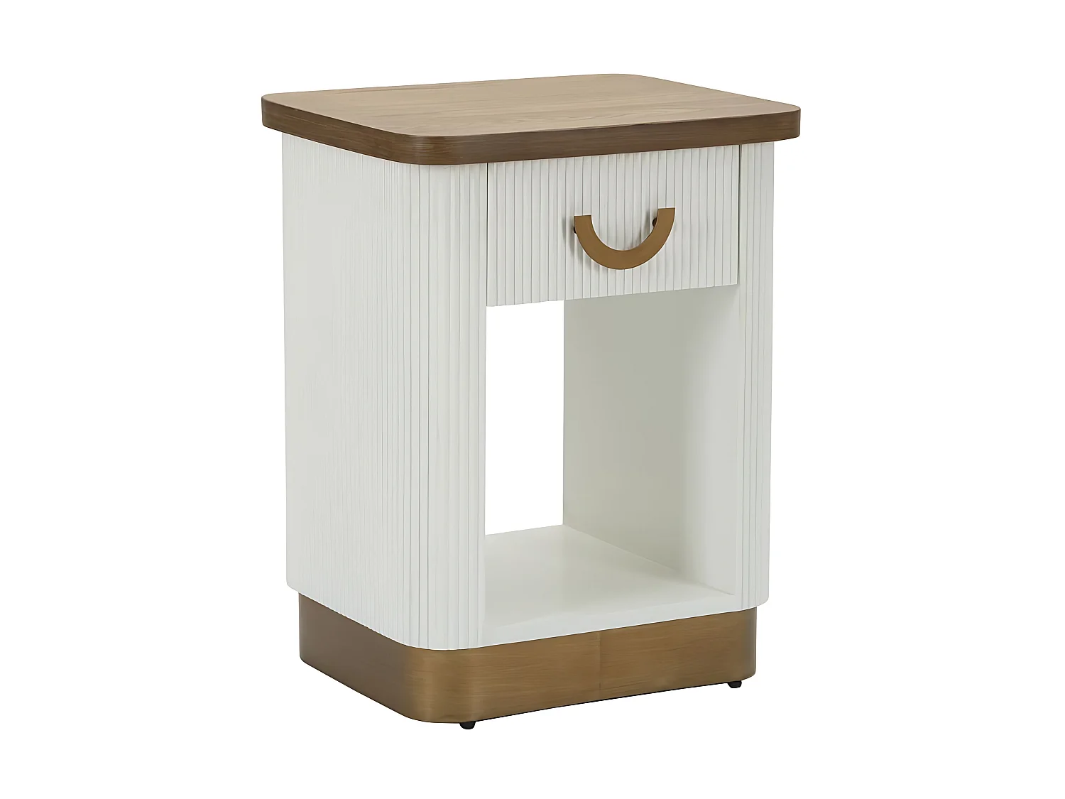 Tolosa wit en bruin nachtkastje met lade en plank - essenhout - moderne stijl 1428070000
