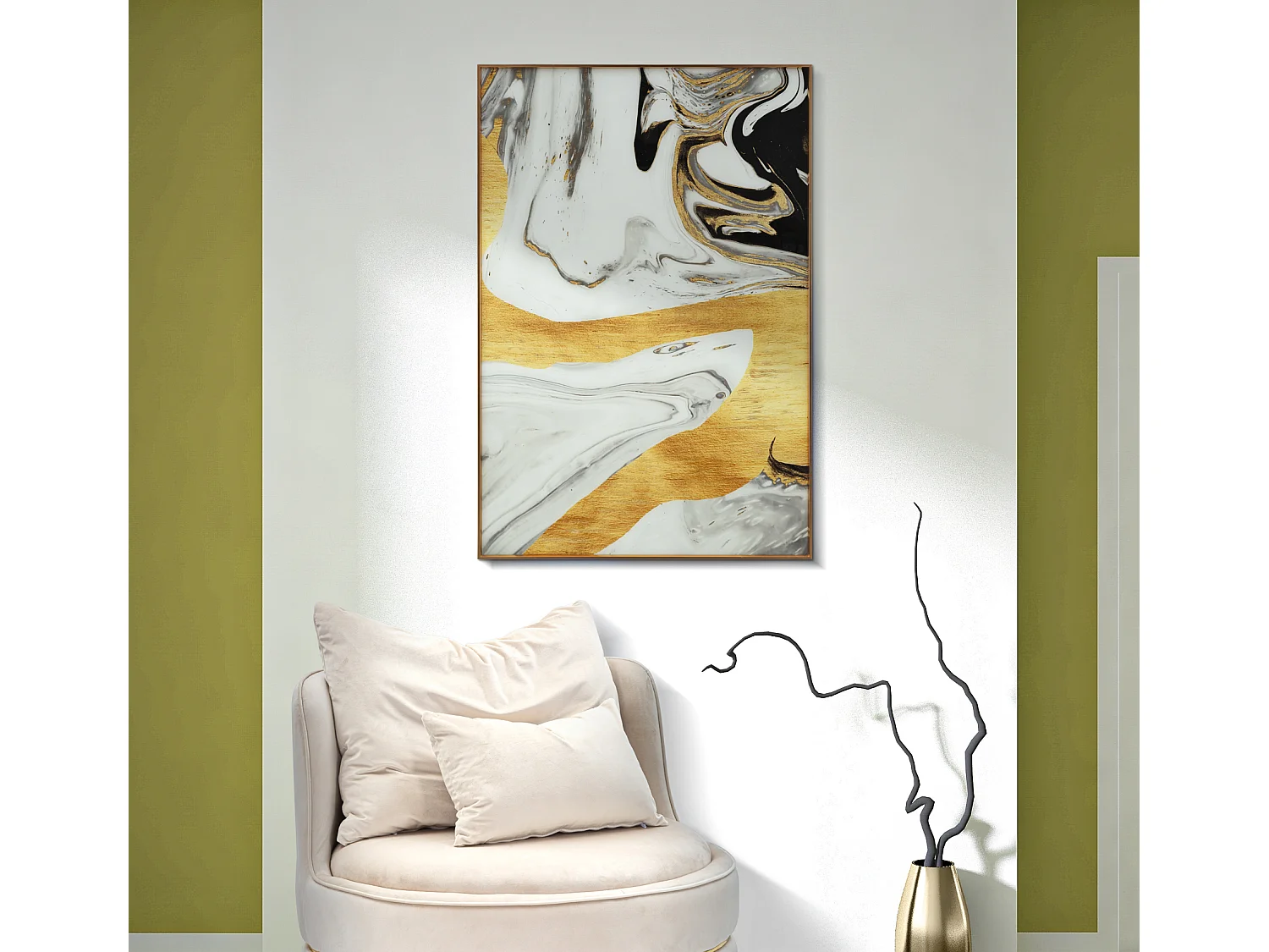 GLASPANEEL MIT GEISTLICHEM RAHMEN 80X3,5X120 CM