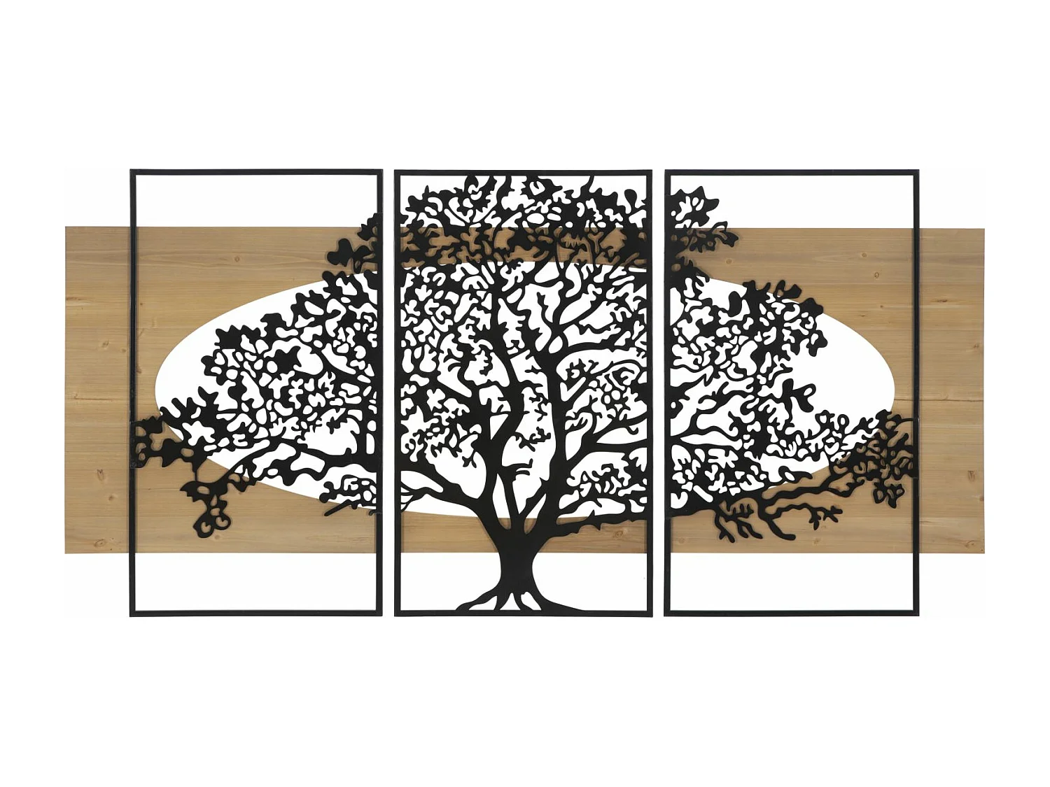 PANNEAU MURAL ARBRE FER ET BOIS SET 3PCS CM 176X2X90 (63X2X90-50X2X90)