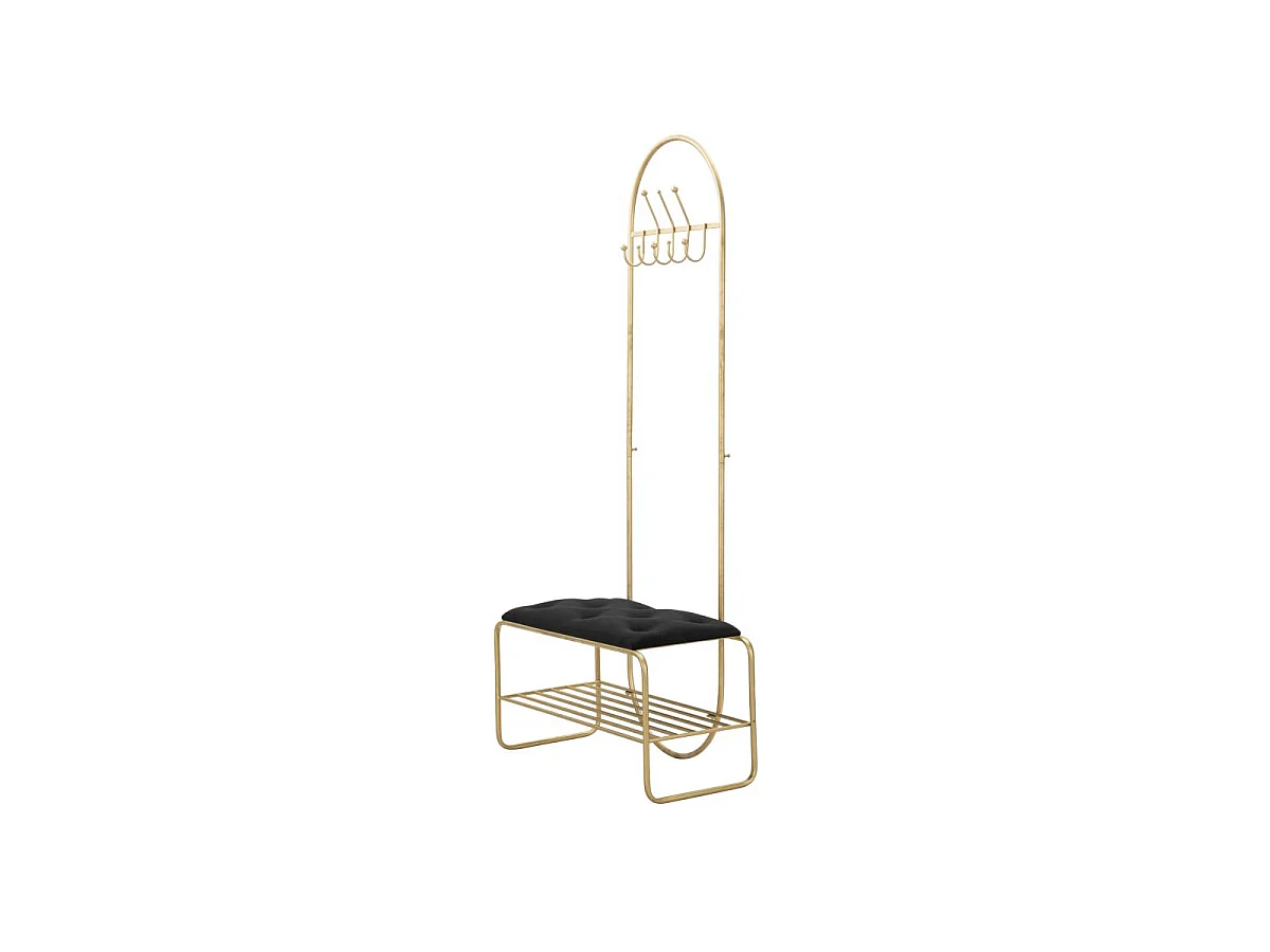 Meuble d'Entrée Avec Banc "Porte-Manteau" 180cm Or & Noir