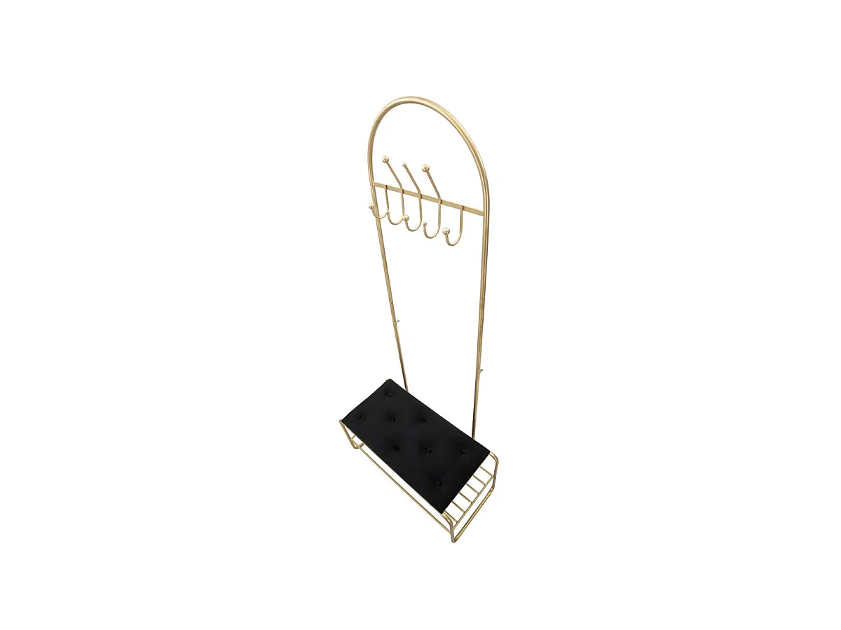 Meuble d'Entrée Avec Banc "Porte-Manteau" 180cm Or & Noir