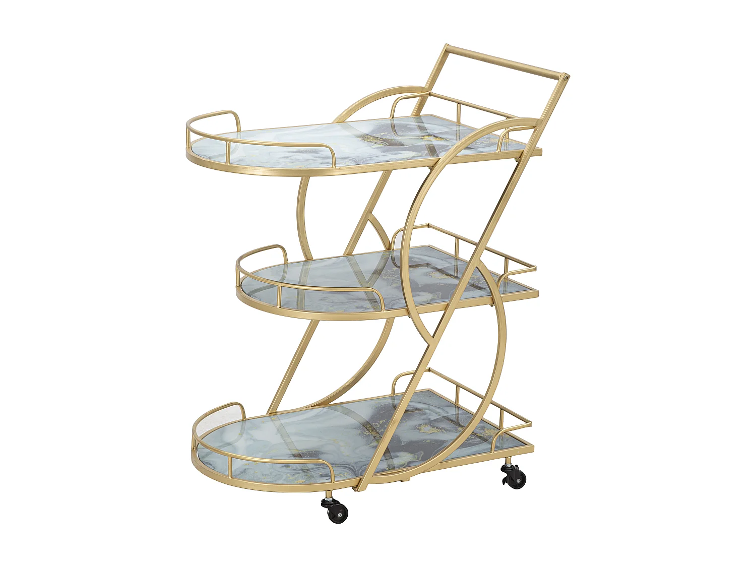 Carrito de mezcla de vidrio y mármol 71 x 45,5 x 84,5 cm