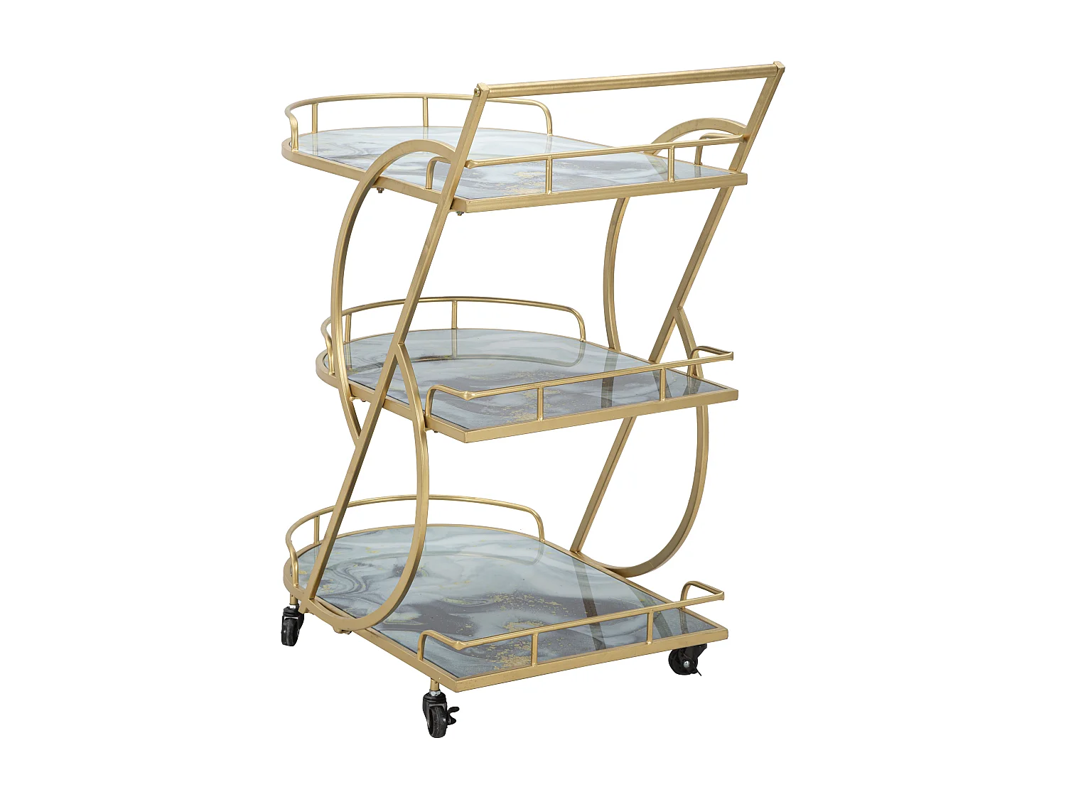 Carrito de mezcla de vidrio y mármol 71 x 45,5 x 84,5 cm